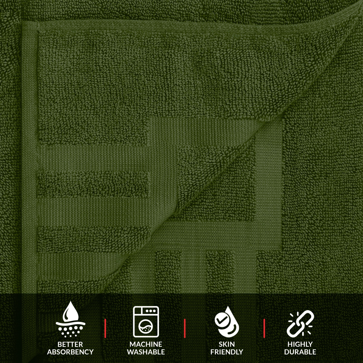 Tapis de bain Canadian Linen Imperial, paq. 2, 20 x 30 po, léger, séchage rapide, doux et absorbant, lavable avec touches de piano, vert mousse