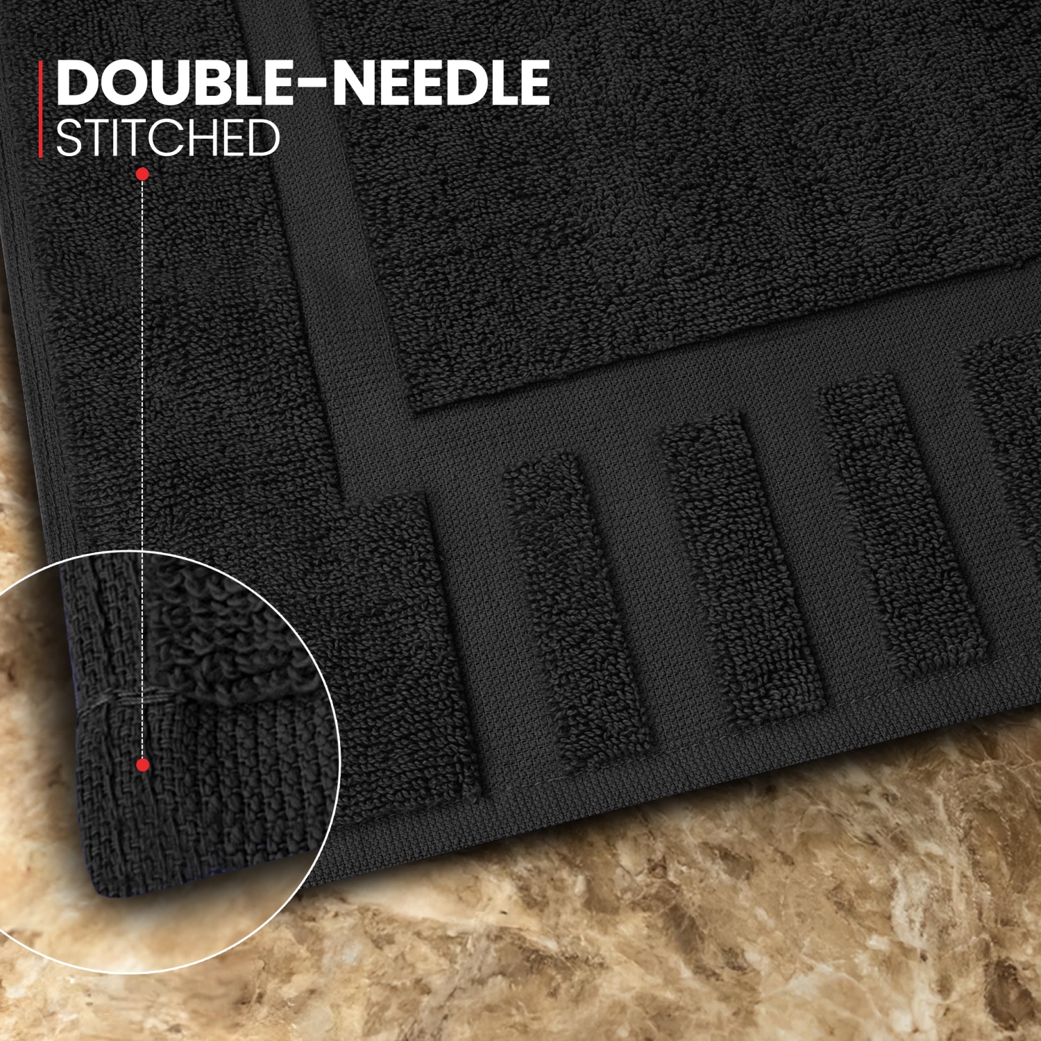 Tapis de bain Canadian Linen Imperial, paq. 2, 20 x 30&nbsp;po, léger, lavable à séchage rapide, doux et absorbant, en coton avec touches de piano,