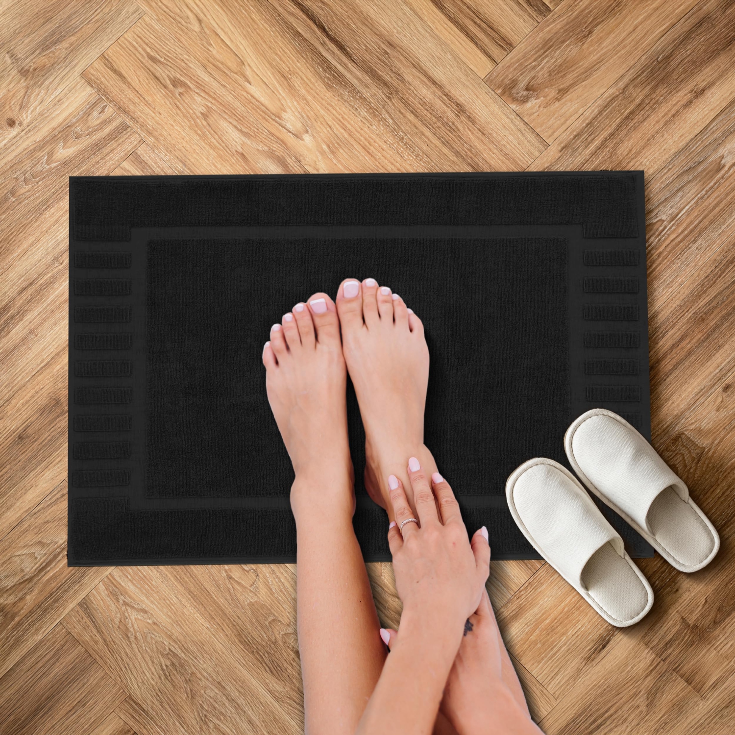 Tapis de bain Canadian Linen Imperial, paq. 2, 20 x 30&nbsp;po, léger, lavable à séchage rapide, doux et absorbant, en coton avec touches de piano,