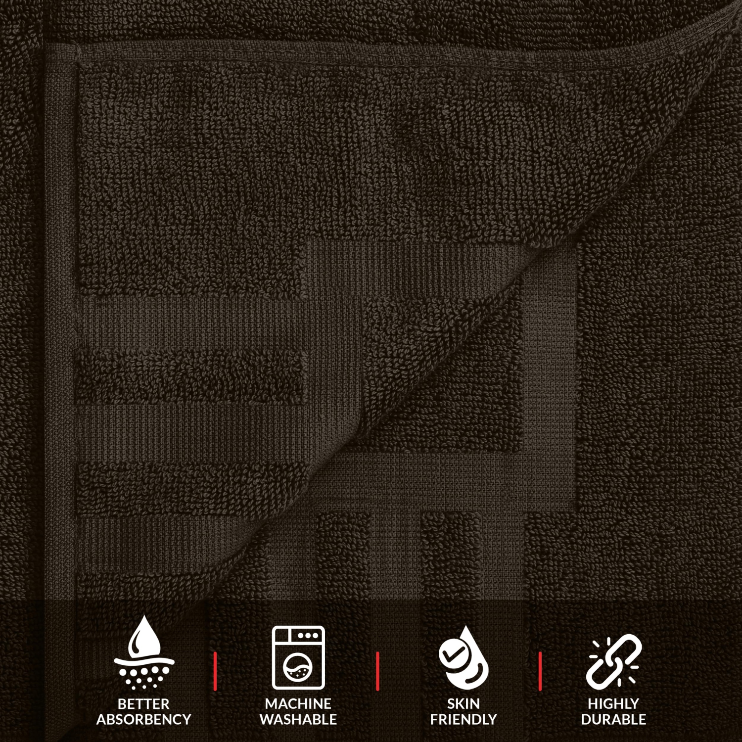 Tapis de bain Canadian Linen Imperial, paq. 2, 20 x 30&nbsp;po, doux, absorbant, léger, séchage rapide, lavable, motif de touches de piano, brun