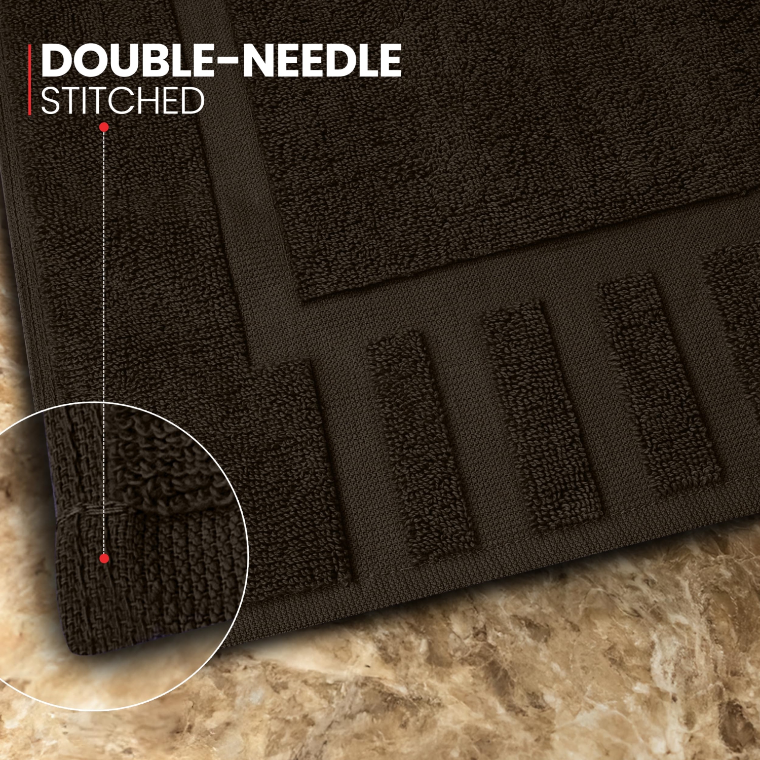 Tapis de bain Canadian Linen Imperial, paq. 2, 20 x 30&nbsp;po, doux, absorbant, léger, séchage rapide, lavable, motif de touches de piano, brun