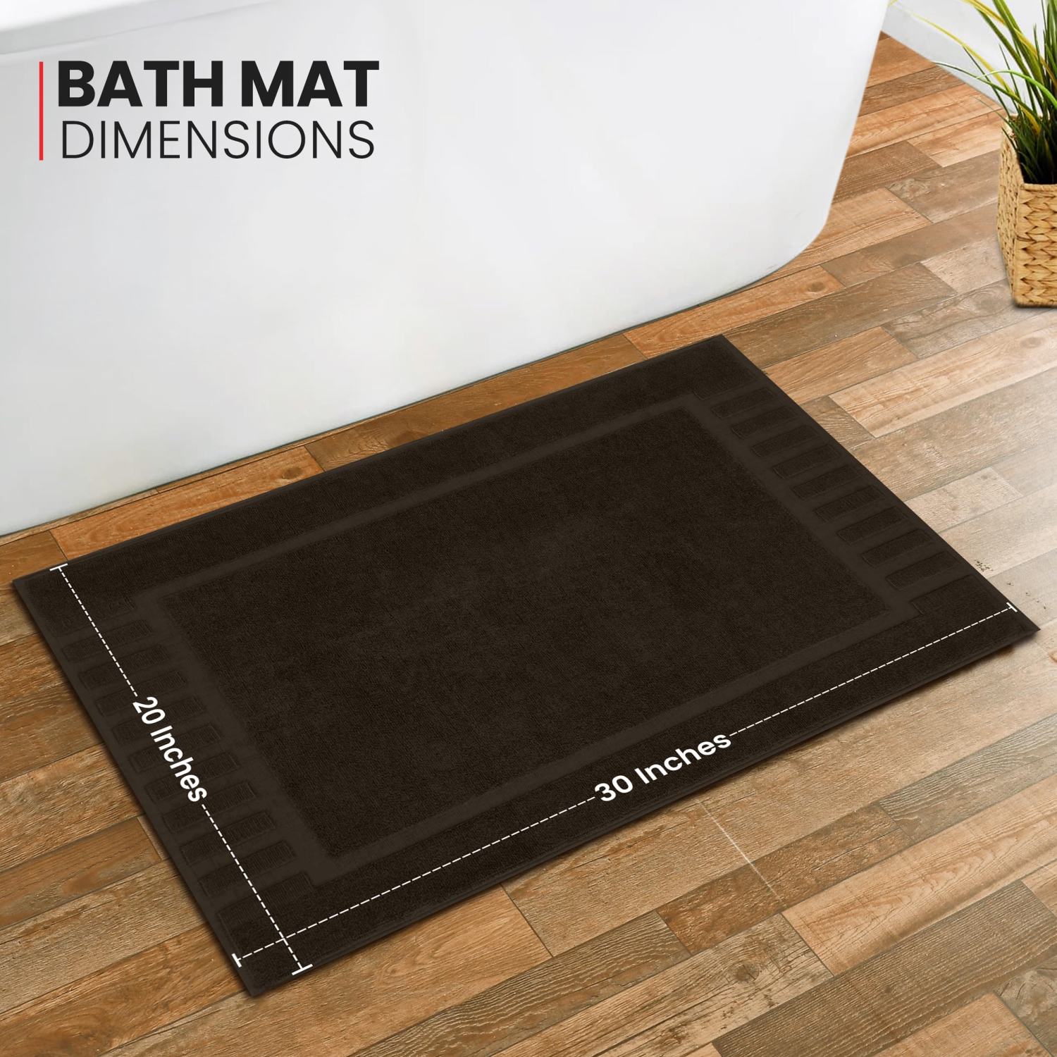 Tapis de bain Canadian Linen Imperial, paq. 2, 20 x 30&nbsp;po, doux, absorbant, léger, séchage rapide, lavable, motif de touches de piano, brun