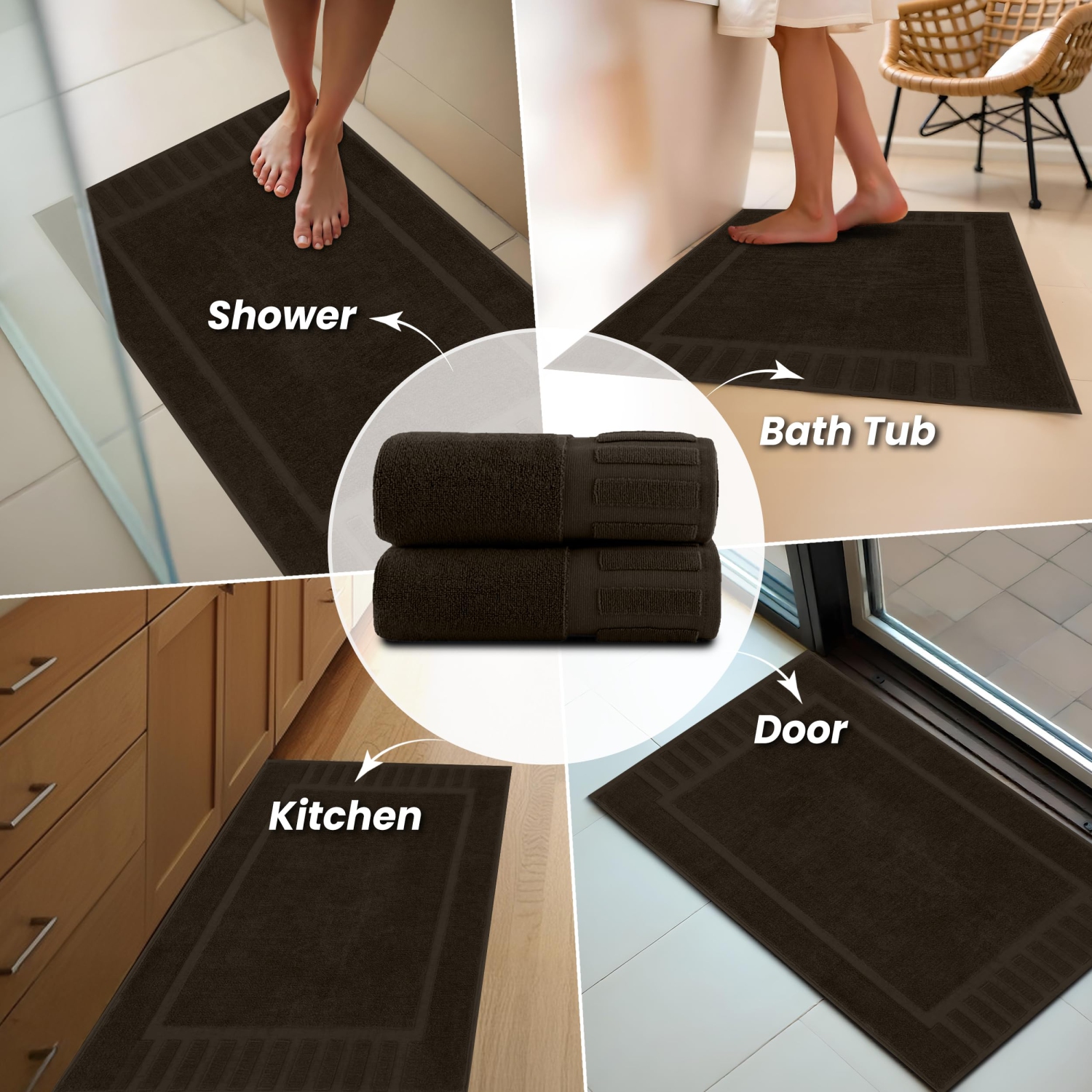 Tapis de bain Canadian Linen Imperial, paq. 2, 20 x 30&nbsp;po, doux, absorbant, léger, séchage rapide, lavable, motif de touches de piano, brun