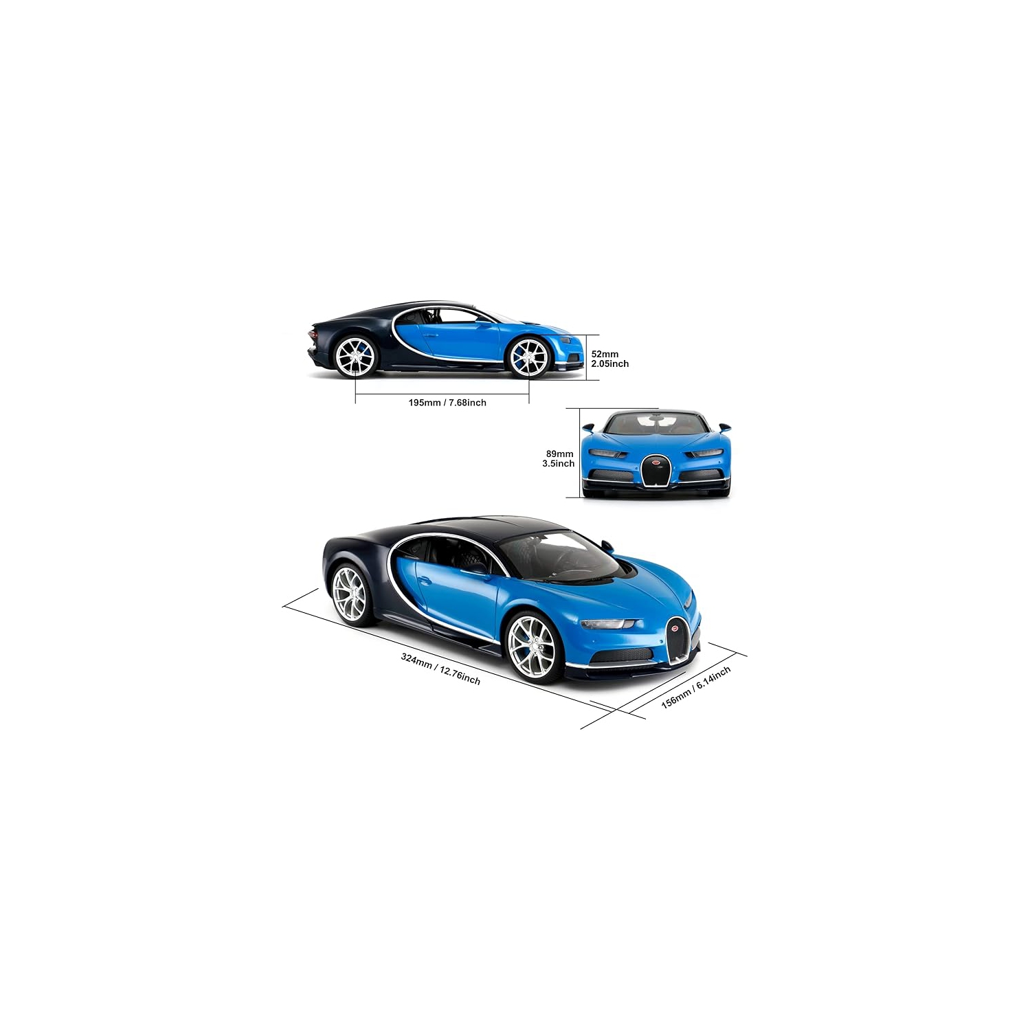 Rastar 1:14 Scale RC Car - Bugatti Chiron Blue, Remote Control Toy Car, Car Collection for Kids and Adults