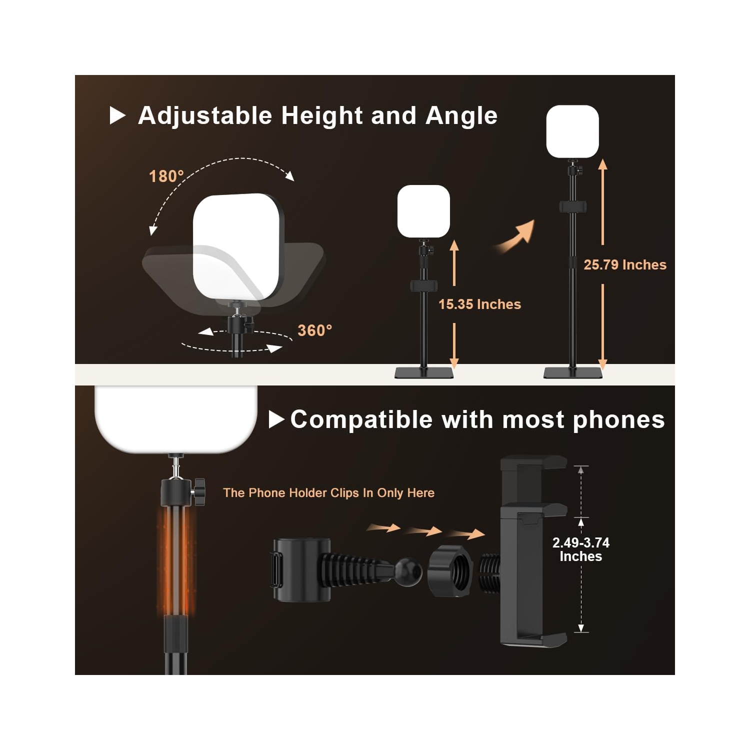 Mojimdo Video Conference Lighting – 180 LED Adjustable Light with 3 Color Temperatures, 5 Brightness Levels, Timer & Phone Holder for Online