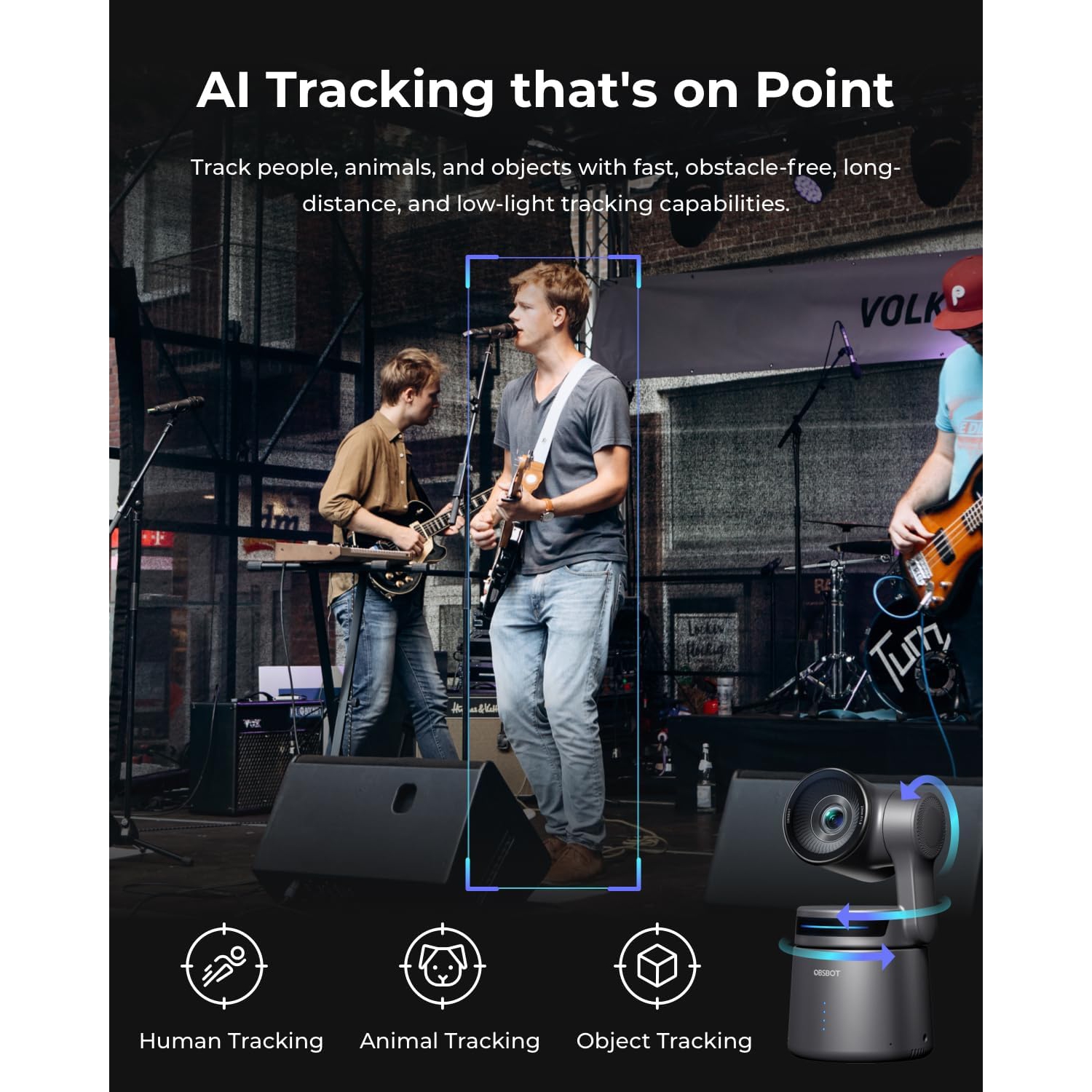 OBSBOT Tail Air 4K AI Streaming Camera with PTZ, NDI Support, Gesture Control, and Multi-Device Connectivity