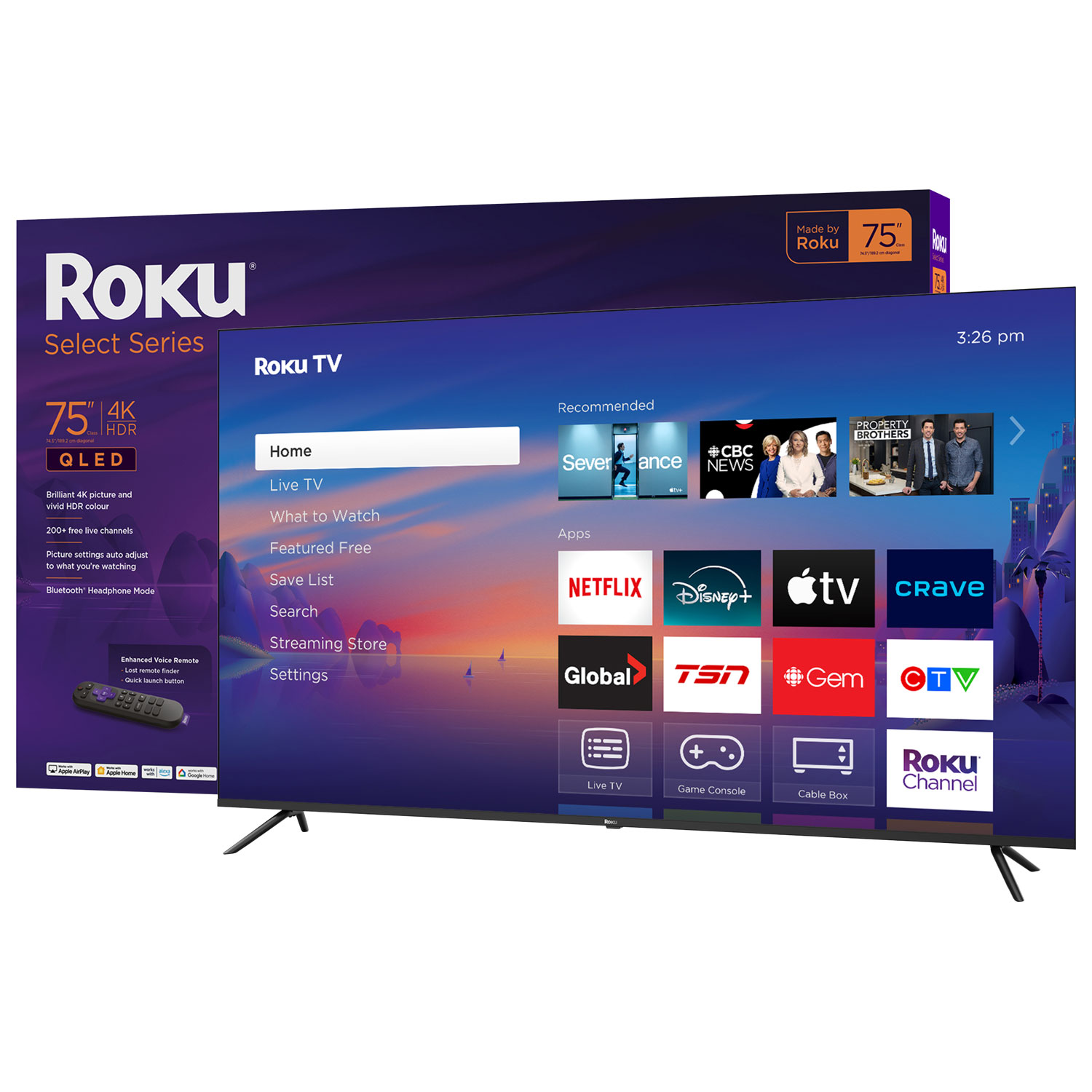 Téléviseur intelligent Roku QLED HDR UHD 4K de 75 po Select Series de Roku - 2025 - Exclusivité Best Buy