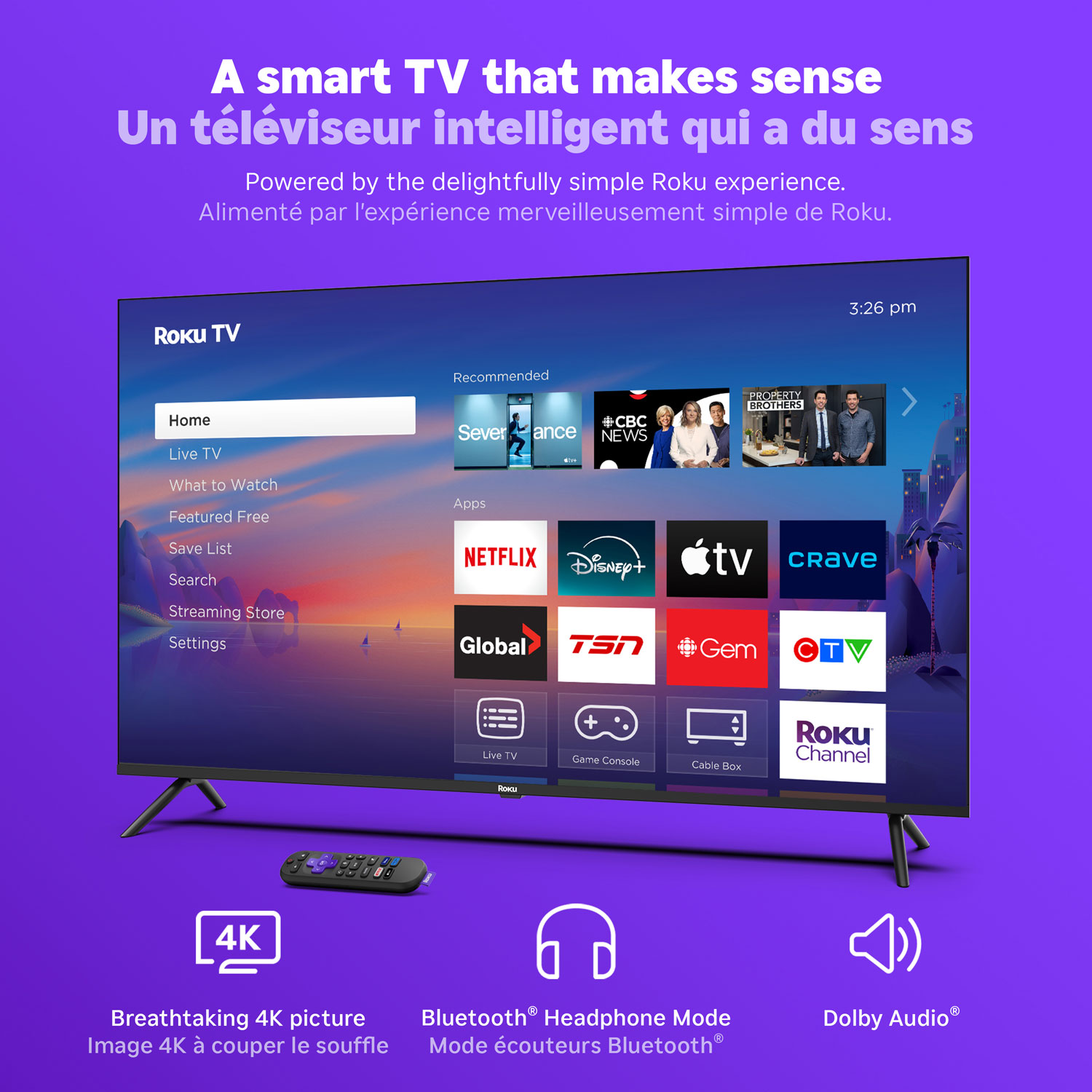 Téléviseur intelligent Roku QLED HDR UHD 4K de 65 po Select Series de Roku - 2025 - Exclusivité Best Buy