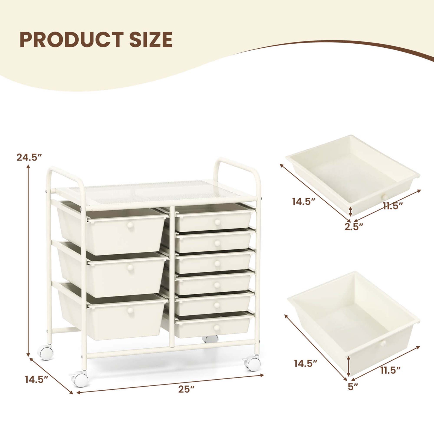 Costway 9 Drawer Rolling Organizer Cart Utility Storage Tools Scrapbook Paper Multi-Use Macaron/White/Hot Pink/Light Pink/Clear/Black