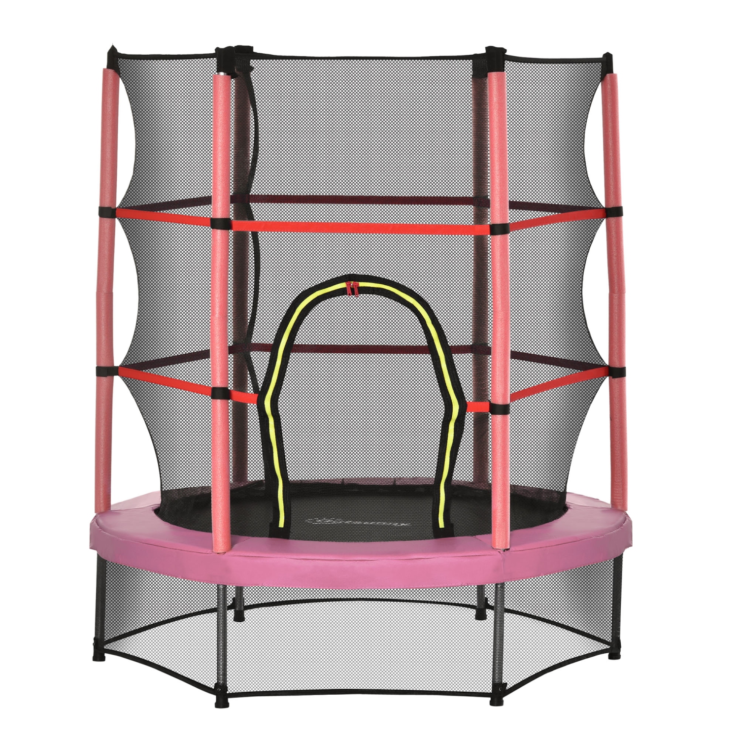 Outsunny – Trampoline d'intérieur avec filet en acier, 55&nbsp;po, rebondisseur rond pour enfants, 3 à 6 ans, rose