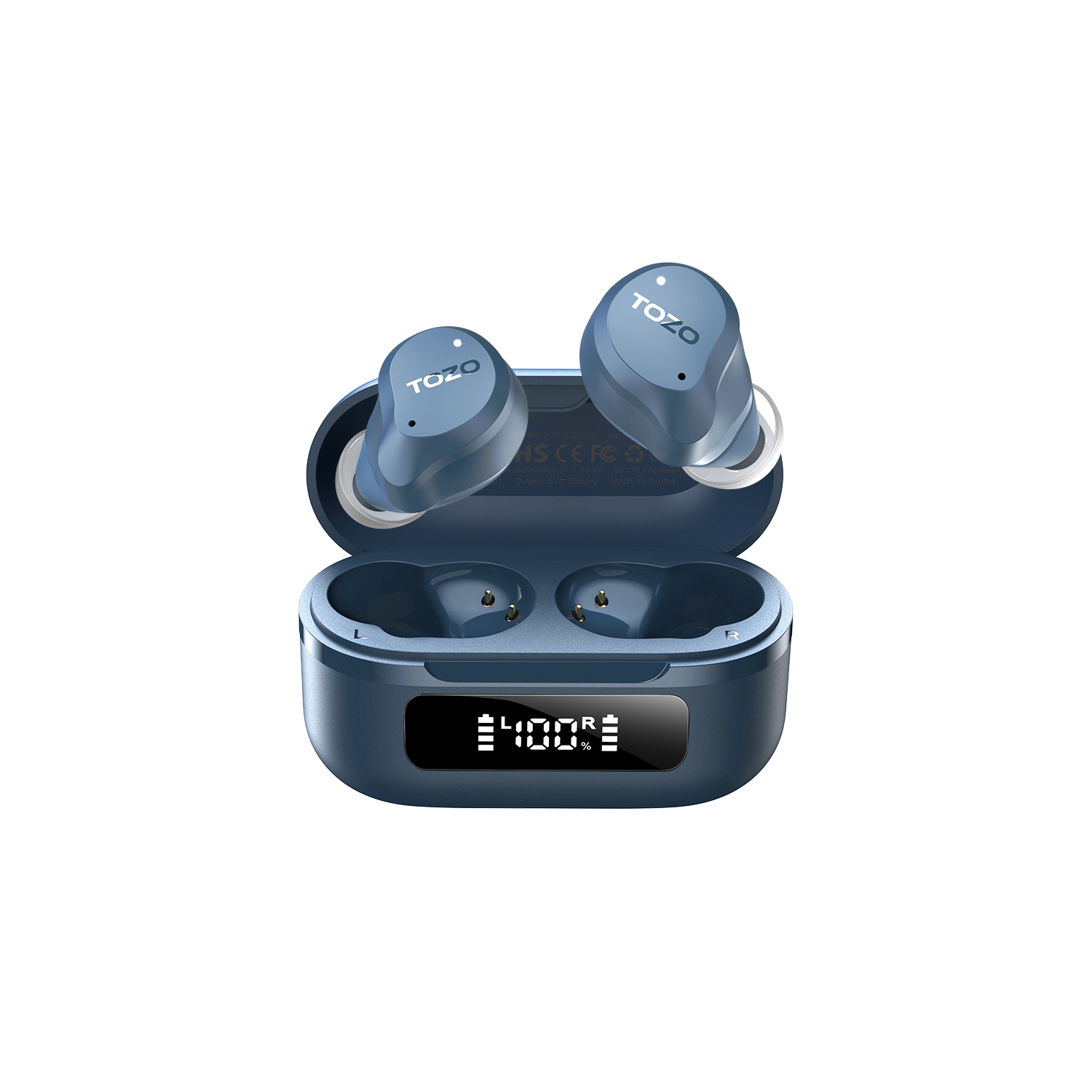 TOZO New Upgrade NC9 True Wireless Earbuds In-ear LED Digital Power Display with 6 Mics ANC Noise Cancel IPX8 Waterproof Stereo Bass Heasets-Navy Blue