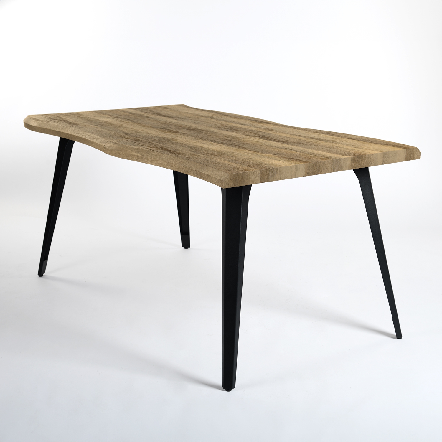 Homy Casa 63 Inch Dining Table Metal Legs for 6 Seater Kitchen Dining Room, Walnut