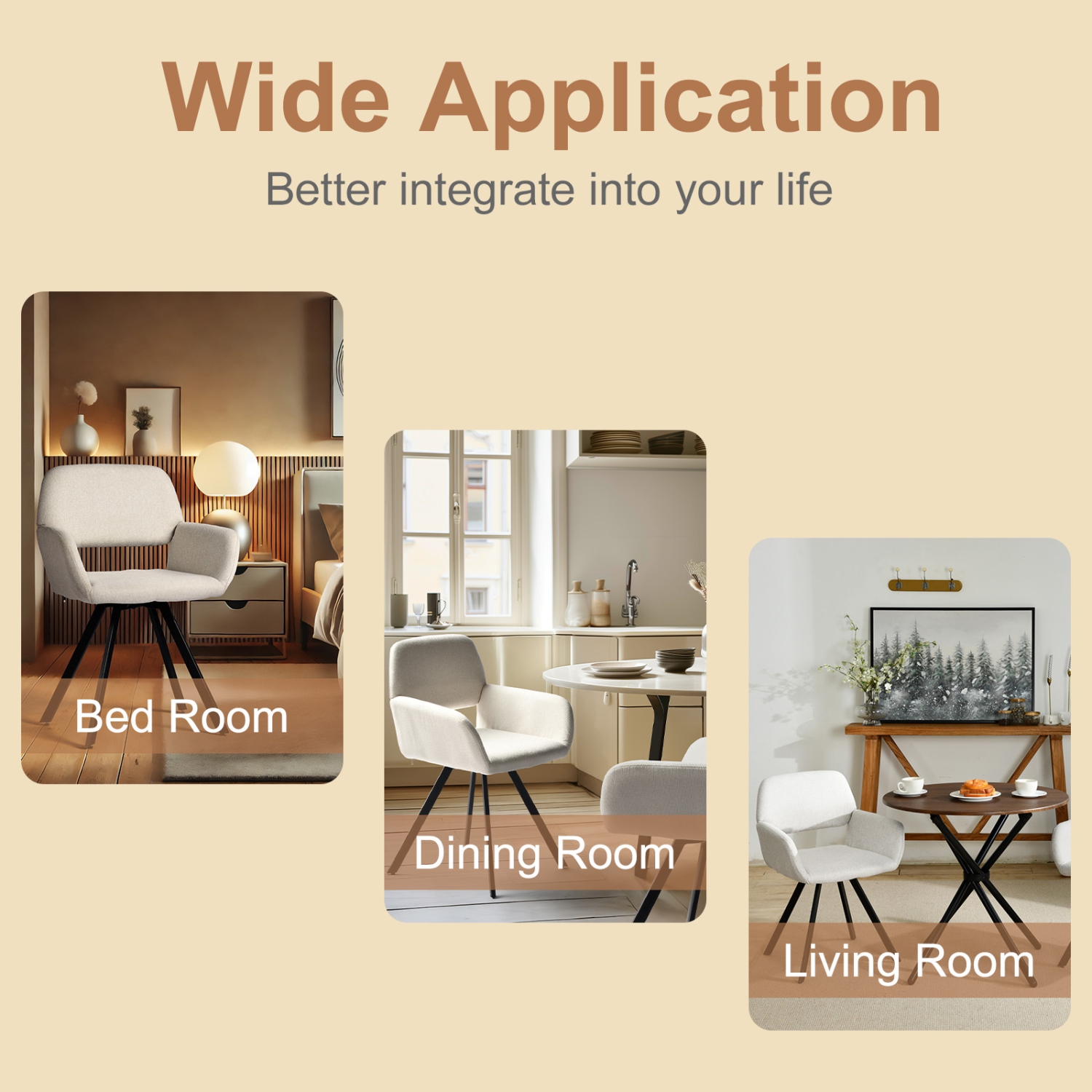 Homy Casa Swivel Dining Chair Set of 2, Fabric Modern Curved Back Home Office Desk Task Vanity Chair, Beige