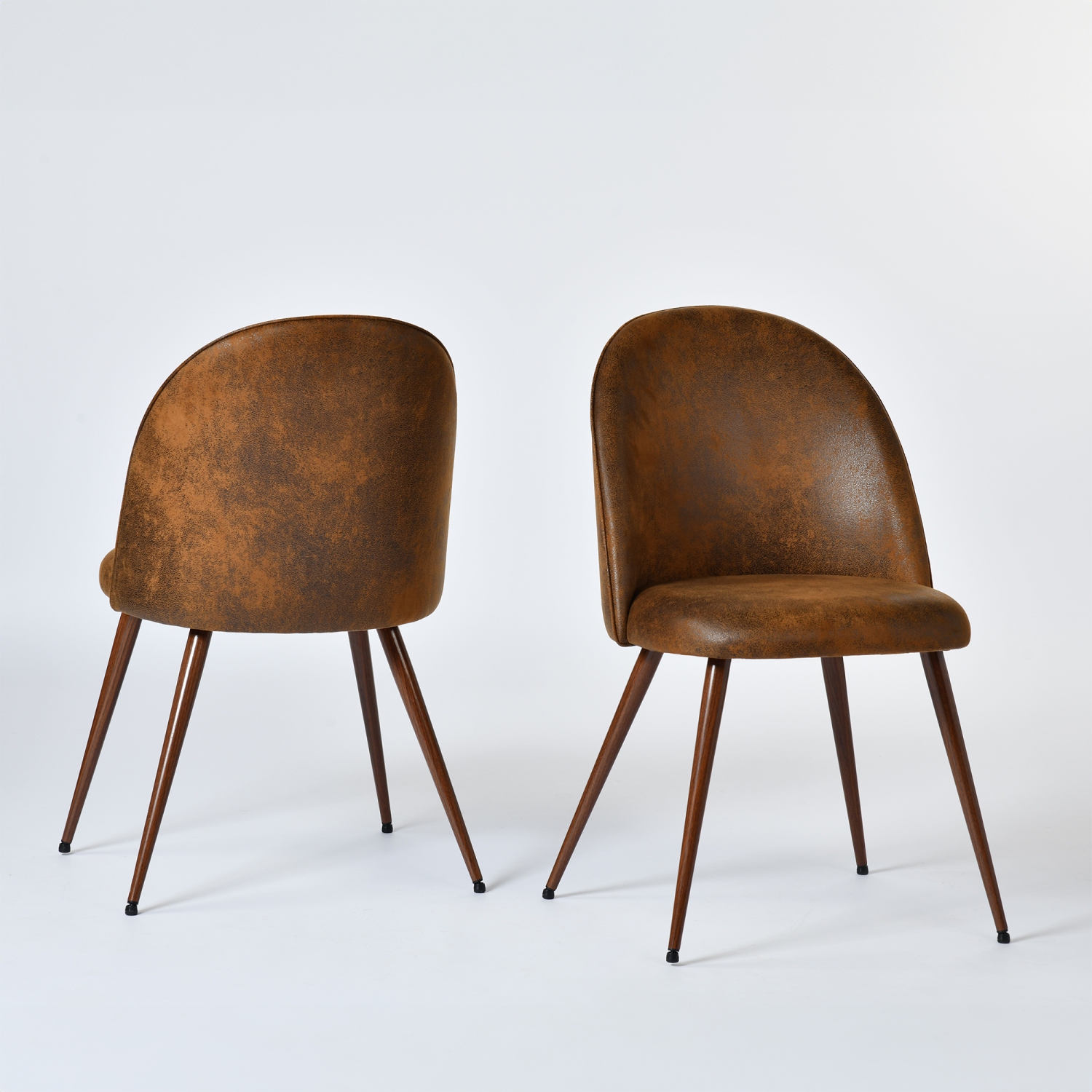 Homy Casa Modern Upholstered Set of 2 Dining Chair for Kitchen, Brown Faux Suede