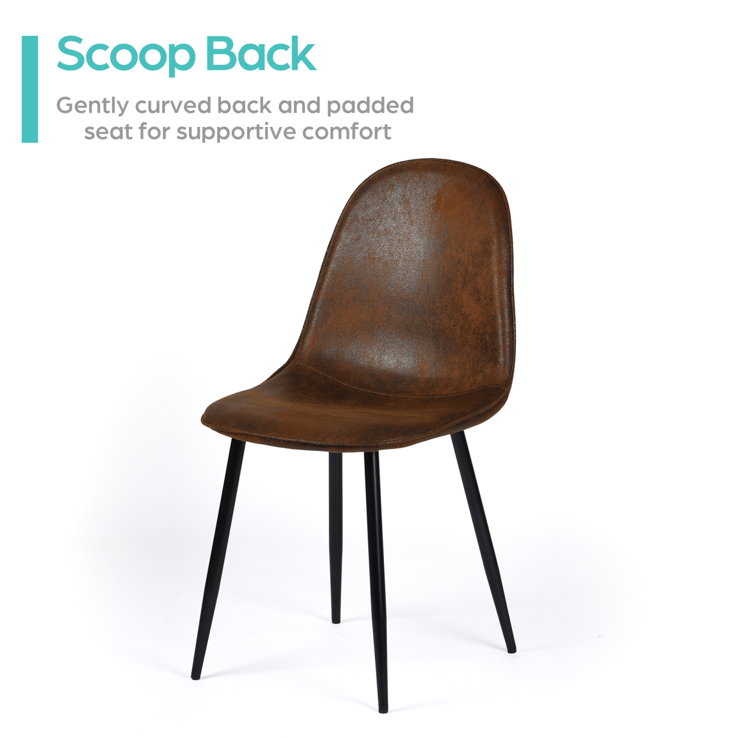 Homy Casa Set of 4 Modern Dining Chairs with Metal Legs and Upholstery Seats for Kitchen Café, Brown Suede