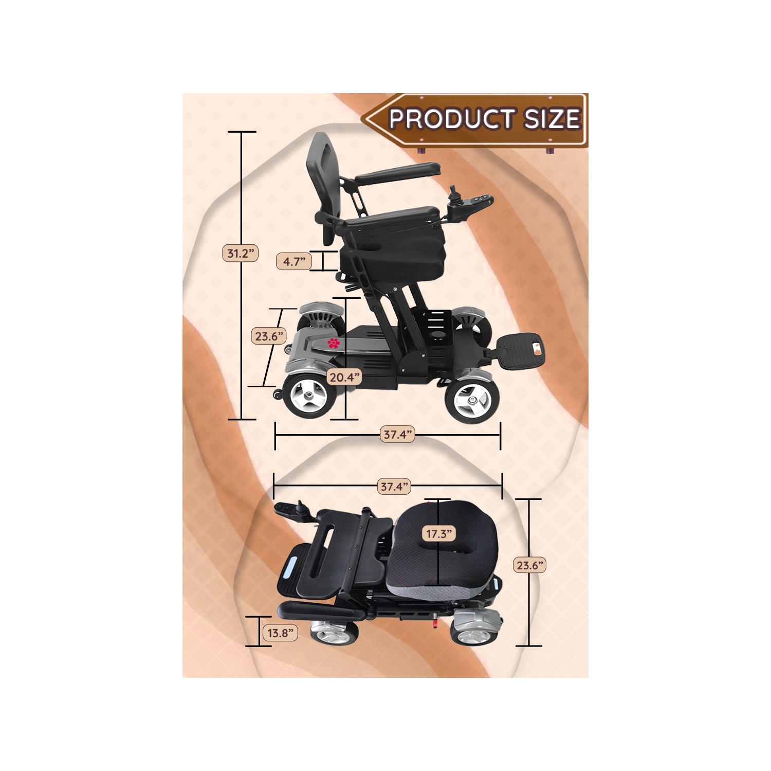 Trottinettes électriques robustes Titan combinées, pour aînés, pliables et faciles à manœuvrer, système de batterie fiable, coussin de siège et