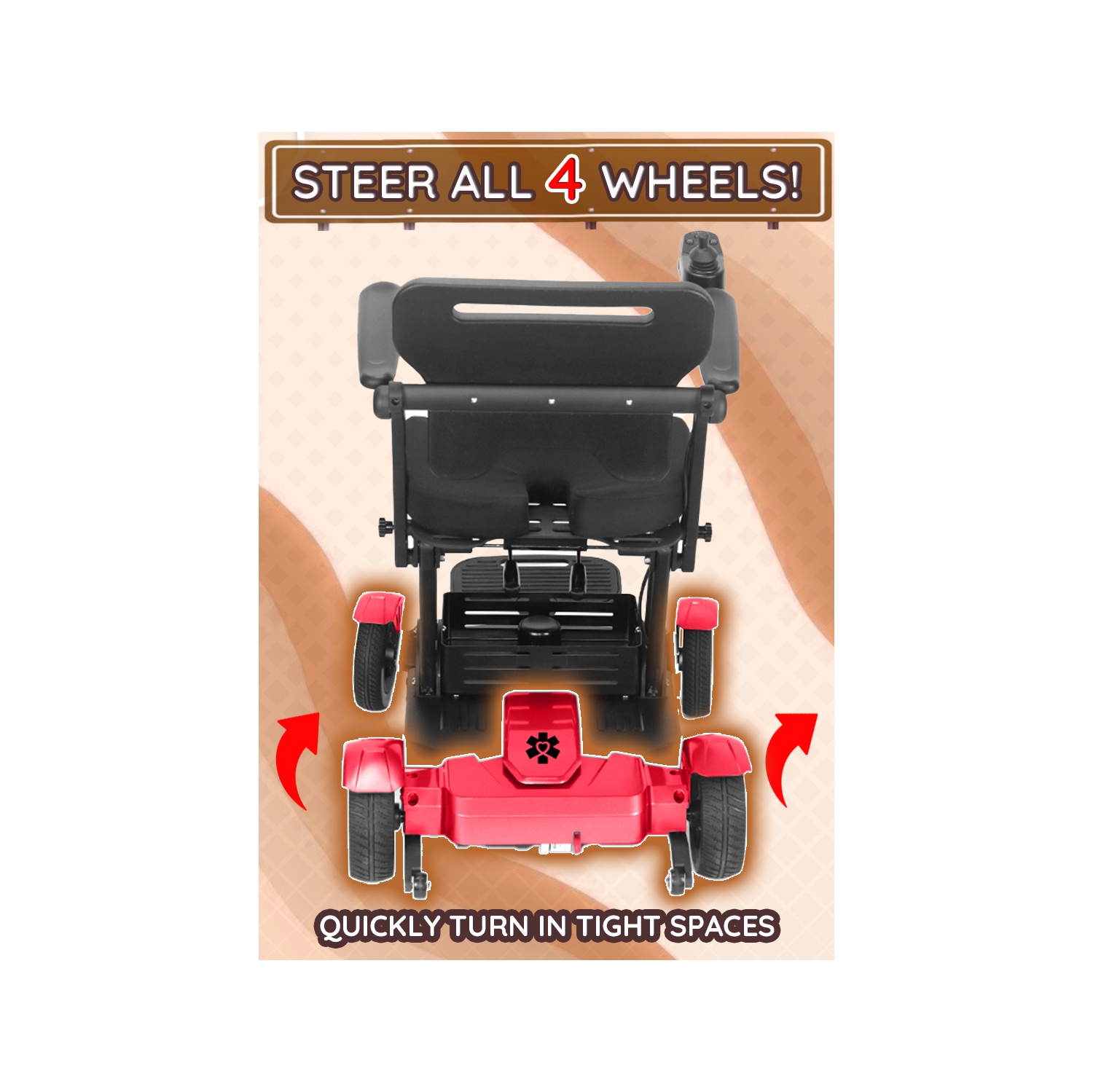 Titan Foldable Power Sccoter Wheelchair for Adults, Lightweight Heavy Duty Mobility Scooter with Smart Control Joystick, Seat Cushion & Storage