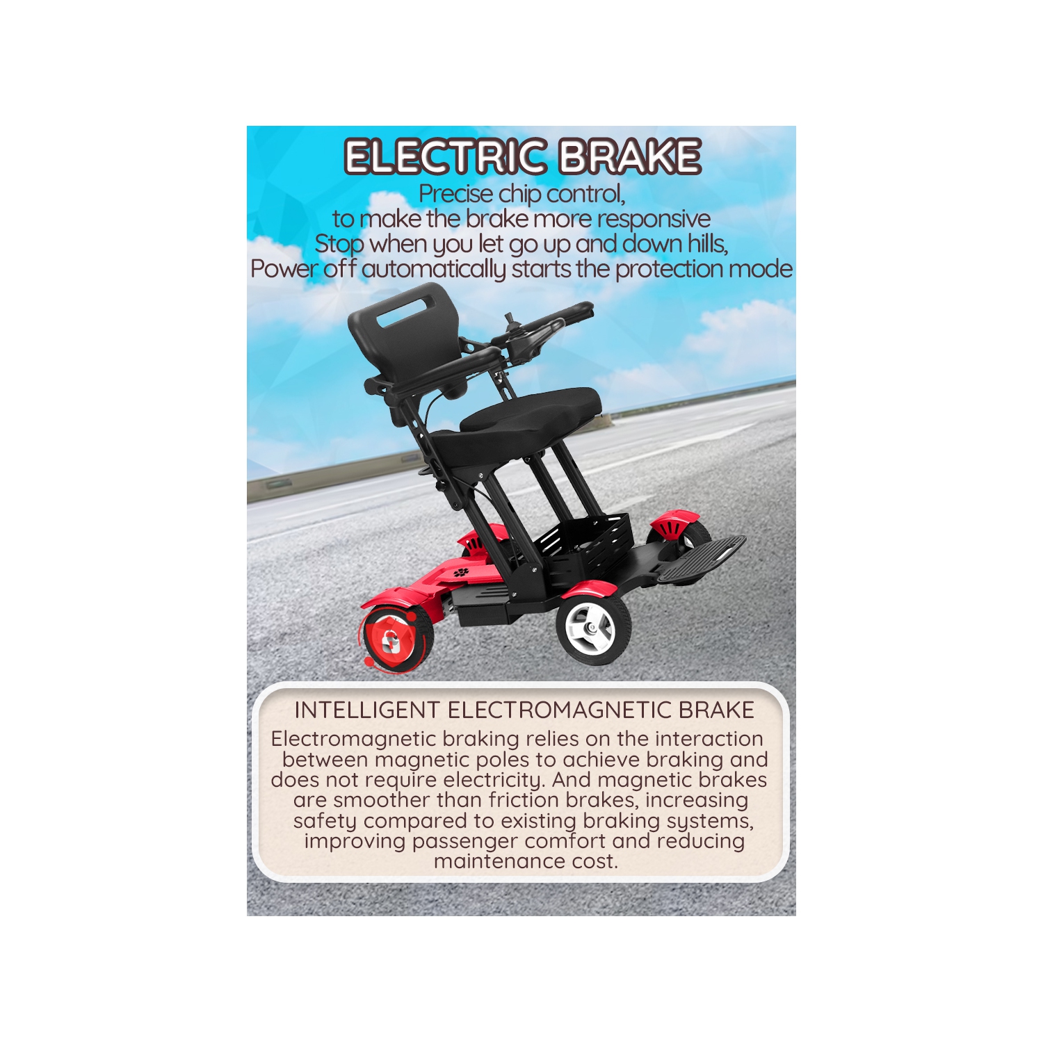 Titan Foldable Power Sccoter Wheelchair for Adults, Lightweight Heavy Duty Mobility Scooter with Smart Control Joystick, Seat Cushion & Storage