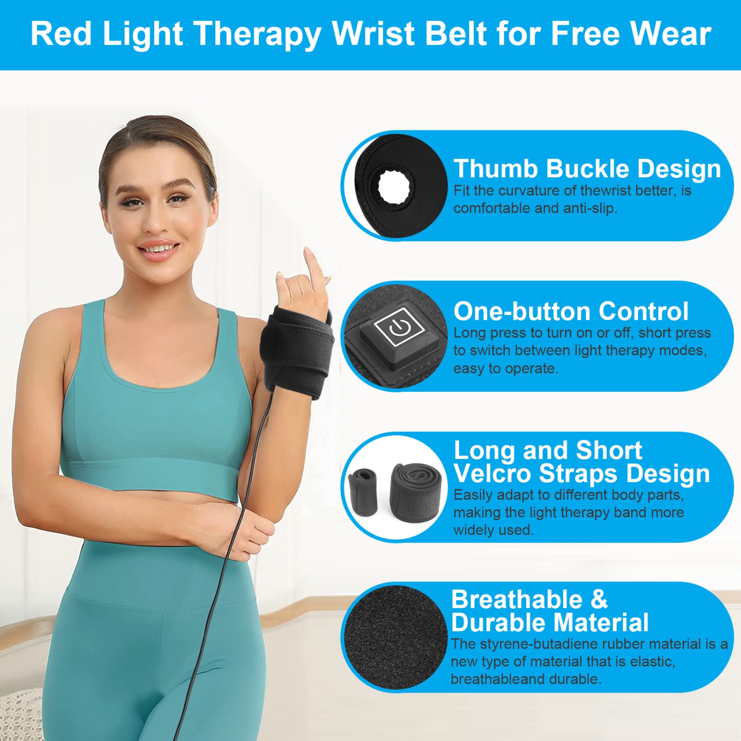 Red Light Therapy Wristband Near Infrared Waist Arm Wristband Pad for Wrist Ankle Arm Calf Pain Relief