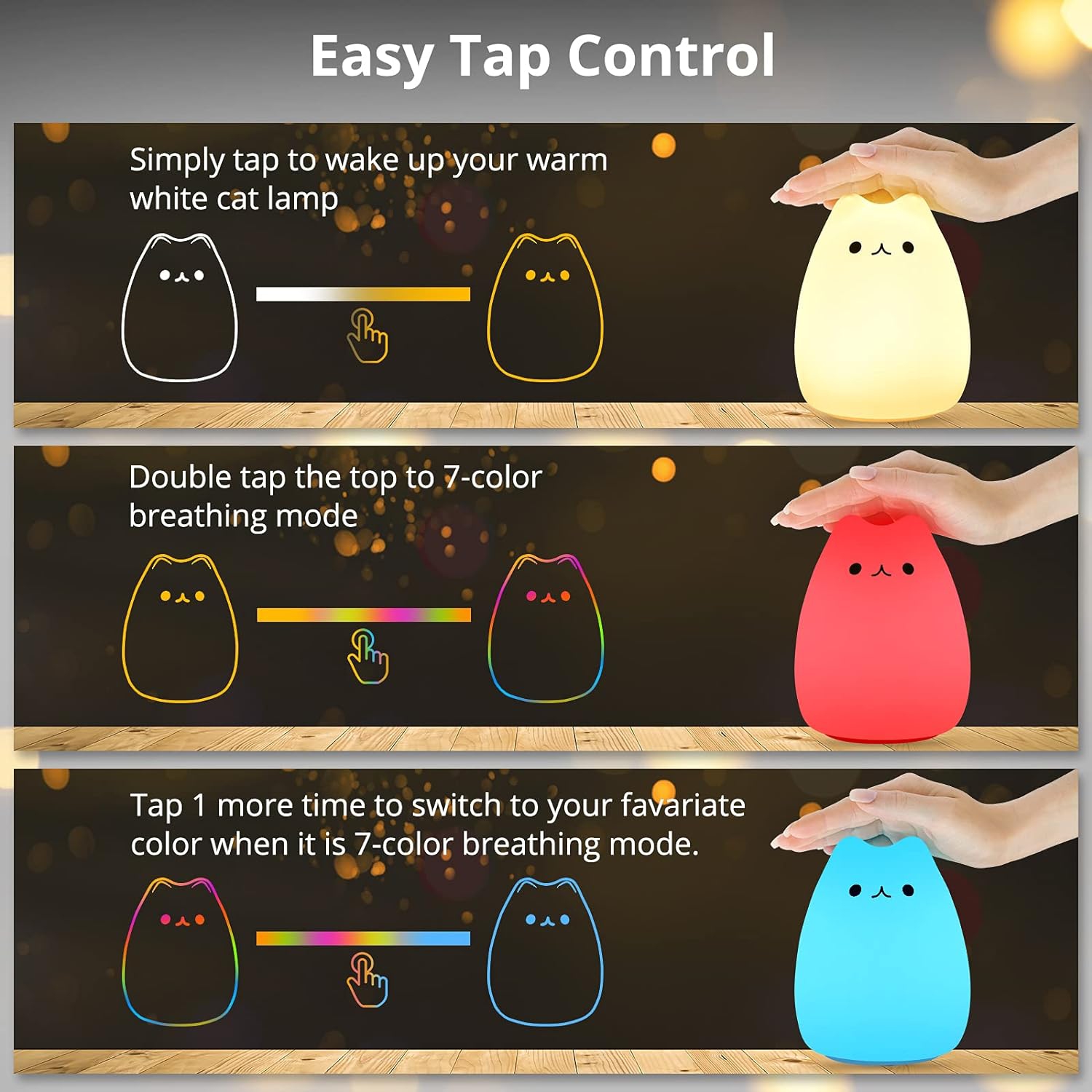 Cute Kitty Night Light,Cadeaux pour femmes adolescentes bébé,Lumières de nuit pour chambre d'enfant,Cute Christmas Kitty Veilleuses silicone pour