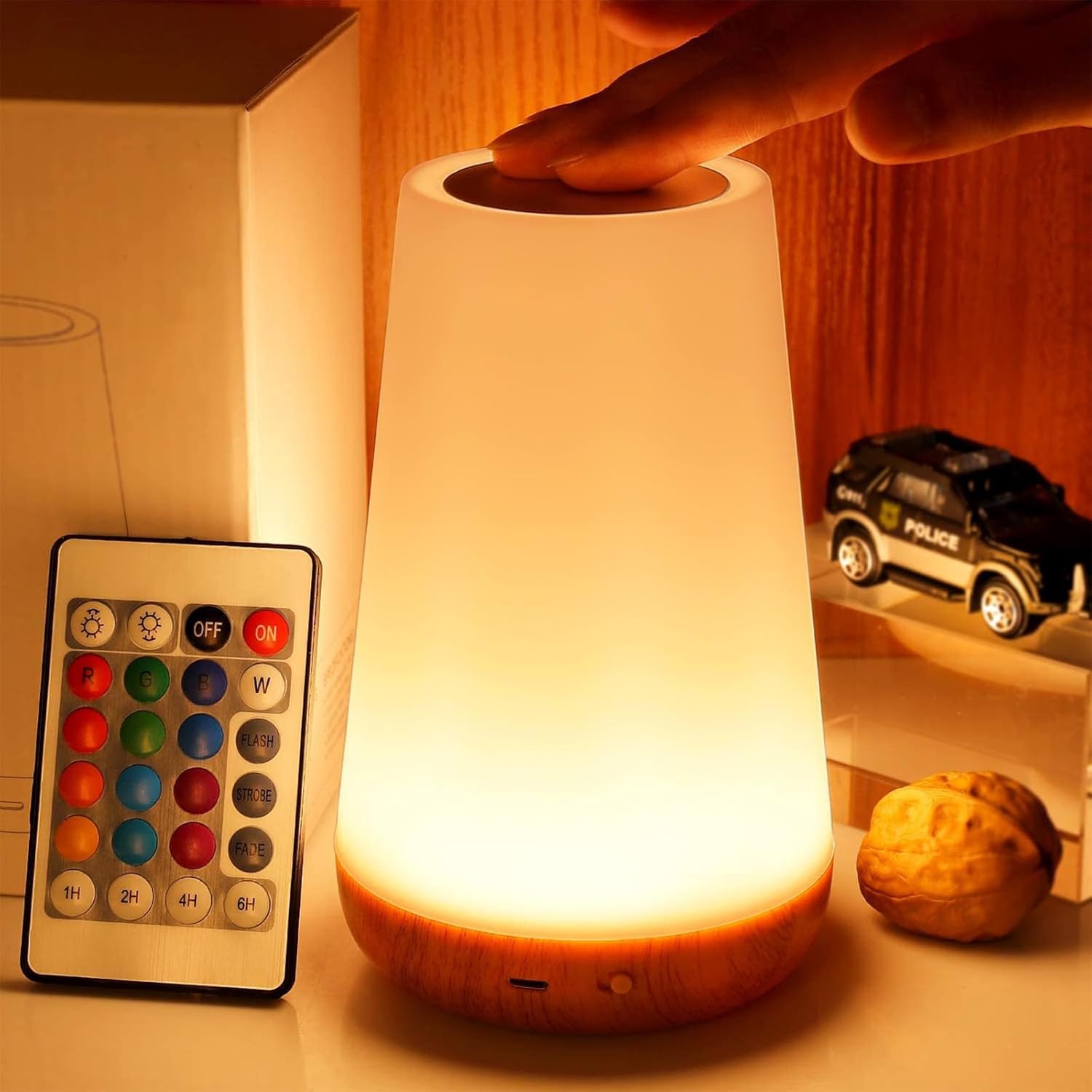 Veilleuse, lampe tactile à intensité réglable pour chambre à coucher, lampe de table portative, 5 Luminosité 13 couleurs RVB, veilleuses pour salle