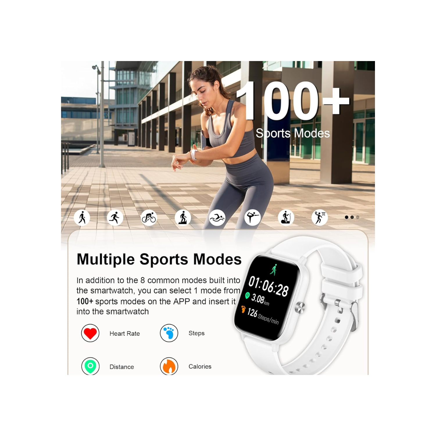 Smart Watch for Women with Bluetooth Call/Read Messages, 1.83" Activity Trackers with 100+ Sports Modes, Step Counter, Heart Rate Monitor, Sleep