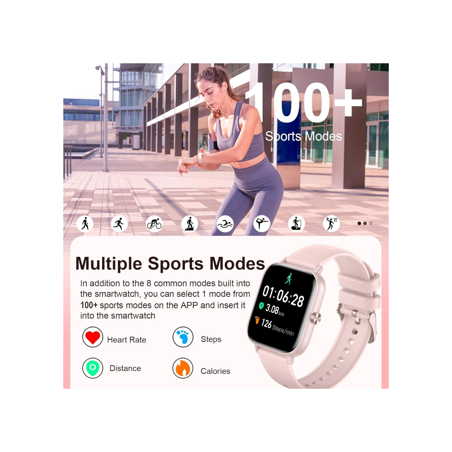 Smart Watch for Women with Bluetooth Call/Read Messages, 1.83" Activity Trackers with 100+ Sports Modes, Step Counter, Heart Rate Monitor, Sleep