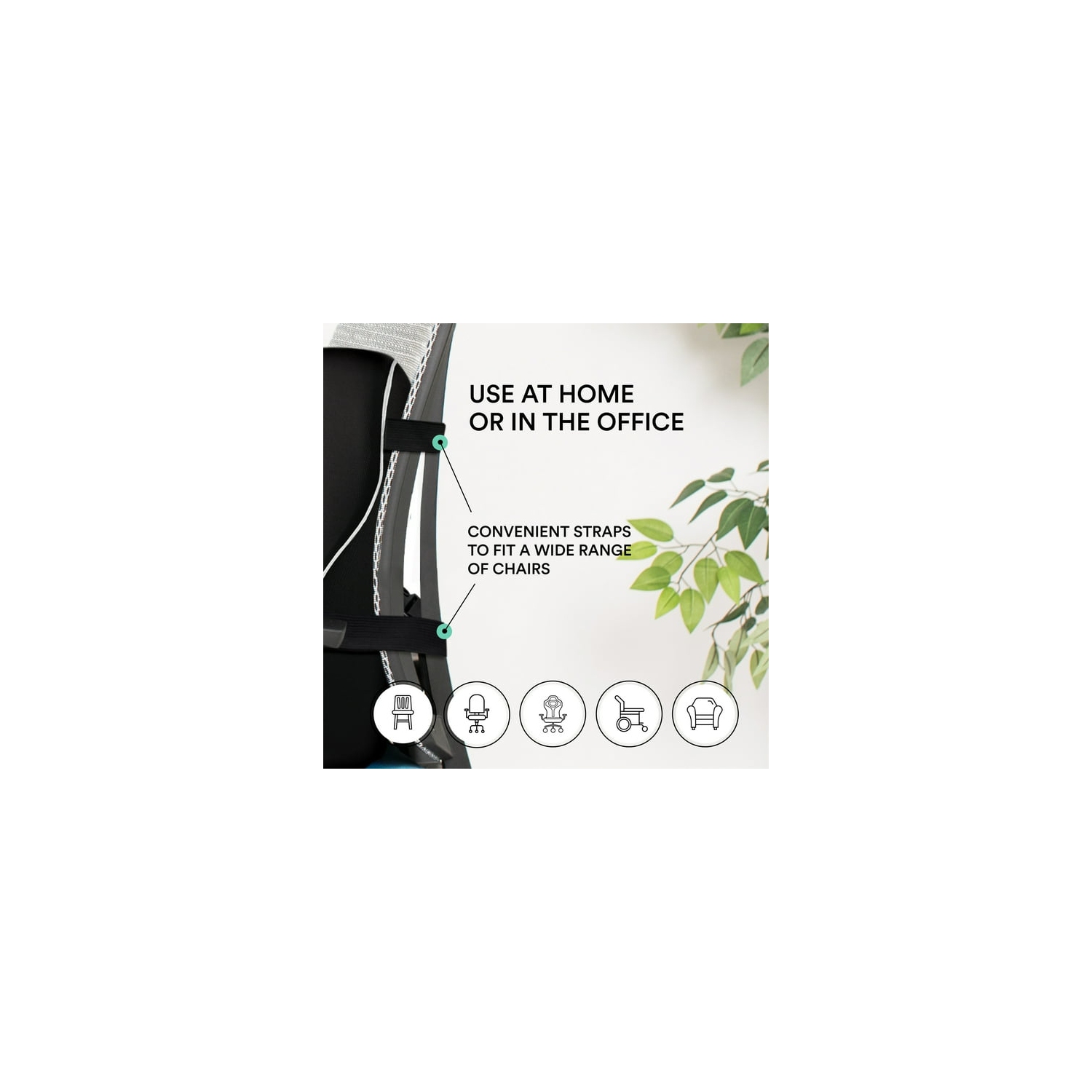 ObusForme Lumbar Support Memory Foam Back Rest with Dual Adjustable Straps – Ergonomic Cushion for Office Chair, Home Seating, Gaming Chair