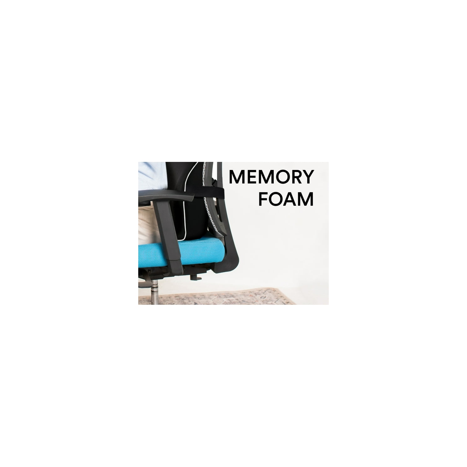 ObusForme Lumbar Support Memory Foam Back Rest with Dual Adjustable Straps – Ergonomic Cushion for Office Chair, Home Seating, Gaming Chair