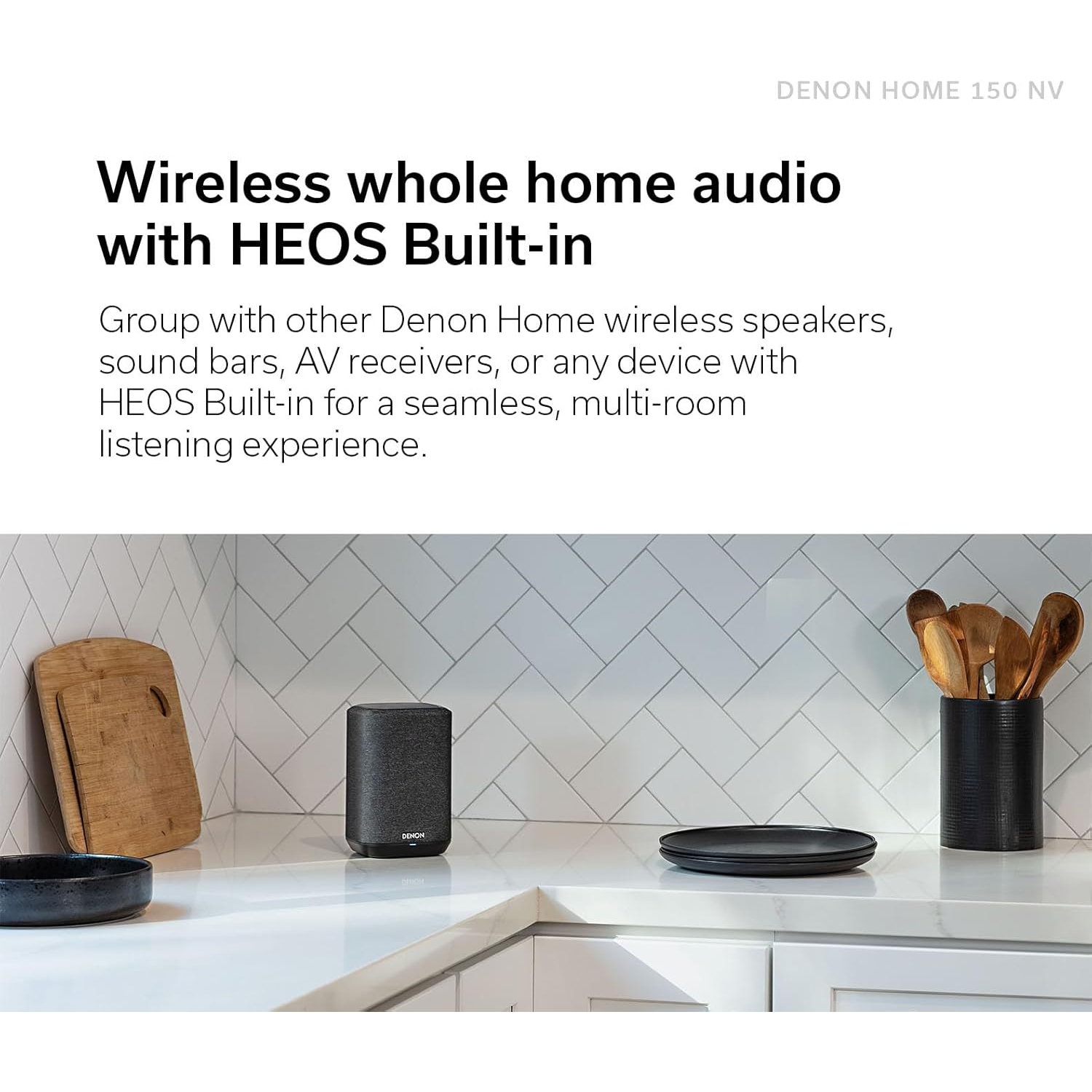 Denon Home 150 NV Wireless Speaker, 1" Tweeter, 3.5" Woofer, Home Speaker with HEOS Built-in, AirPlay 2, and Bluetooth, Multi-Room Streaming, Simple