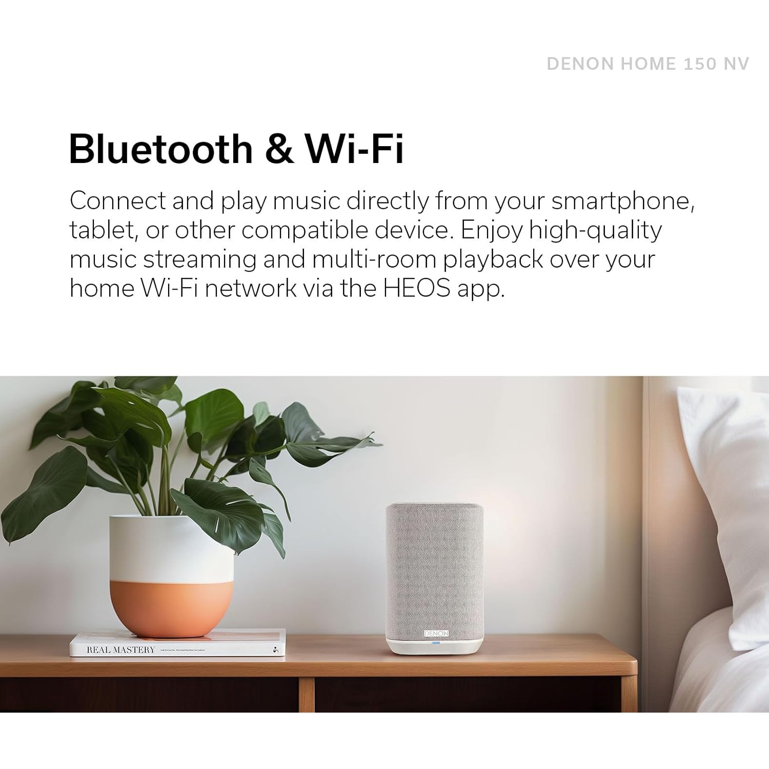 Denon Home 150 NV Wireless Speaker, 1" Tweeter, 3.5" Woofer, Home Speaker with HEOS Built-in, AirPlay 2, and Bluetooth, Multi-Room Streaming, Simple