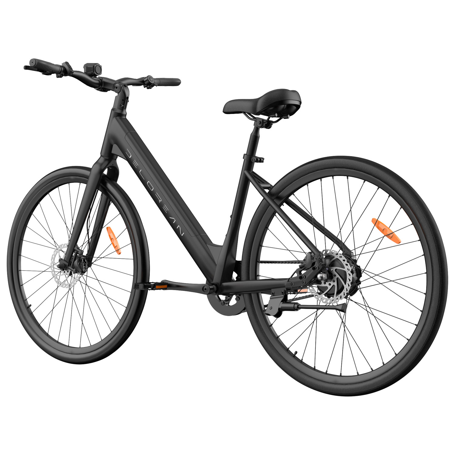Vélo de ville électrique à cadre bas DM770 de Delorean - Noir