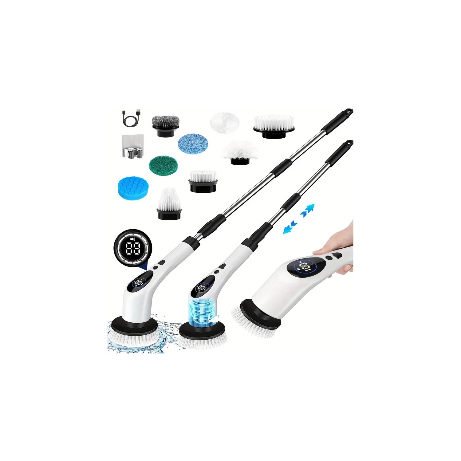 3-in-1 Handheld Vacuum, Car Cleaner & Electric Scrubber – Powerful Suction, Snow Brush, Ice Scraper, & Bathroom Scrub