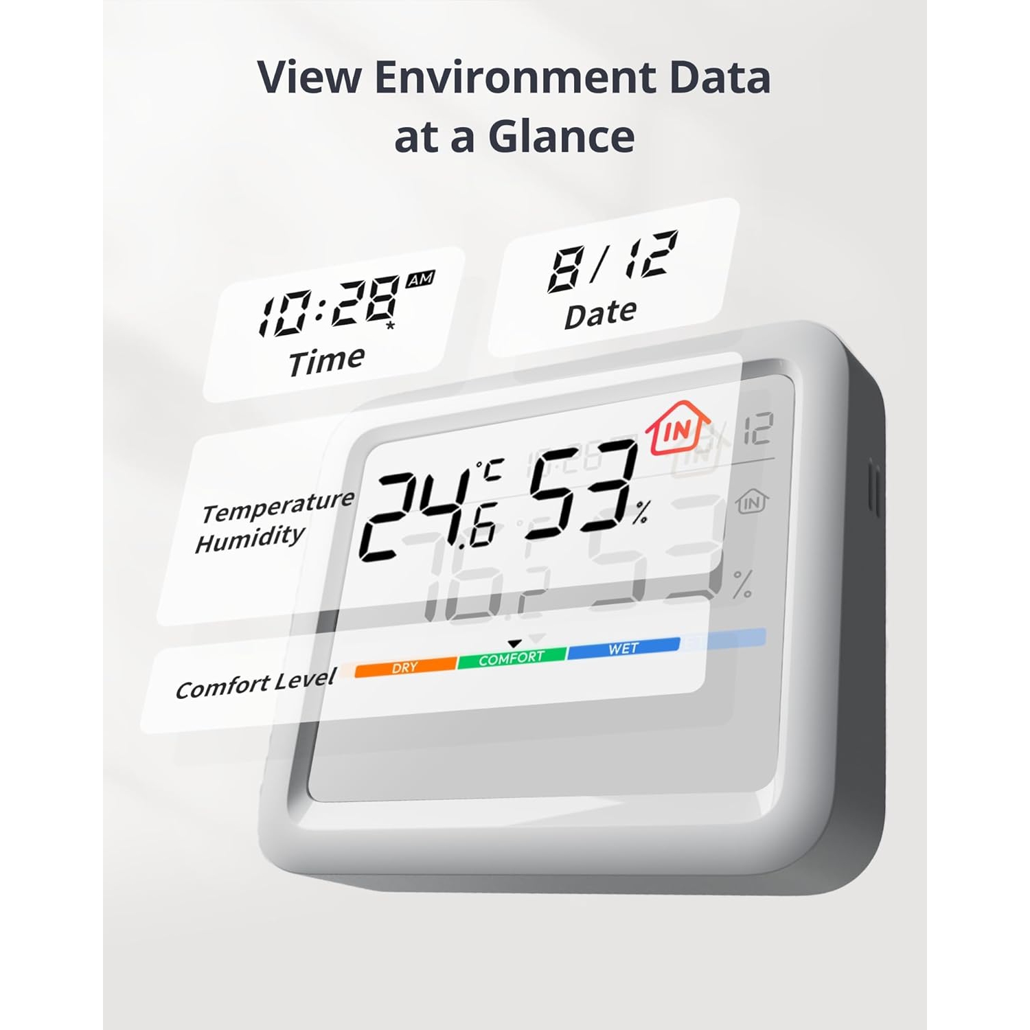 Thermomètre et hygromètre Pro de SwitchBot | Capteur d'humidité et de température intérieur Bluetooth avec commande par application, grand écran LCD,