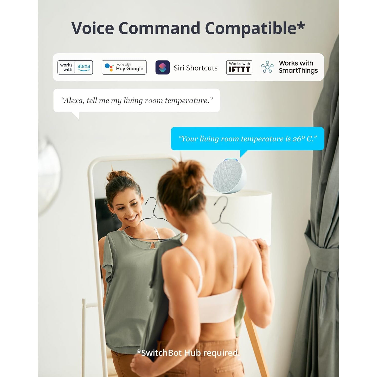 Thermomètre et hygromètre Pro de SwitchBot | Capteur d'humidité et de température intérieur Bluetooth avec commande par application, grand écran LCD,