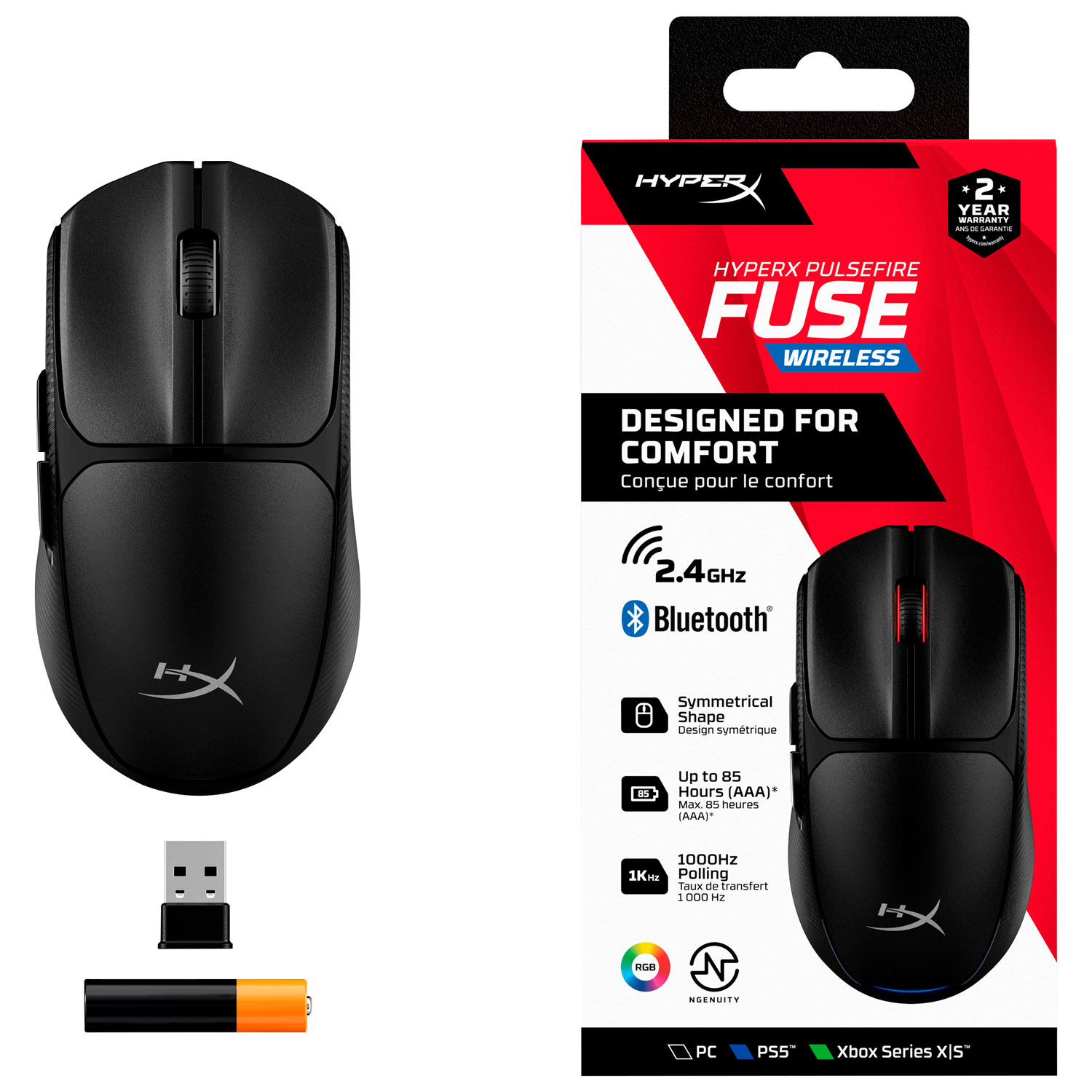 HyperX Pulsefire Fuse 12000 DPI Wireless Gaming Mouse - Black