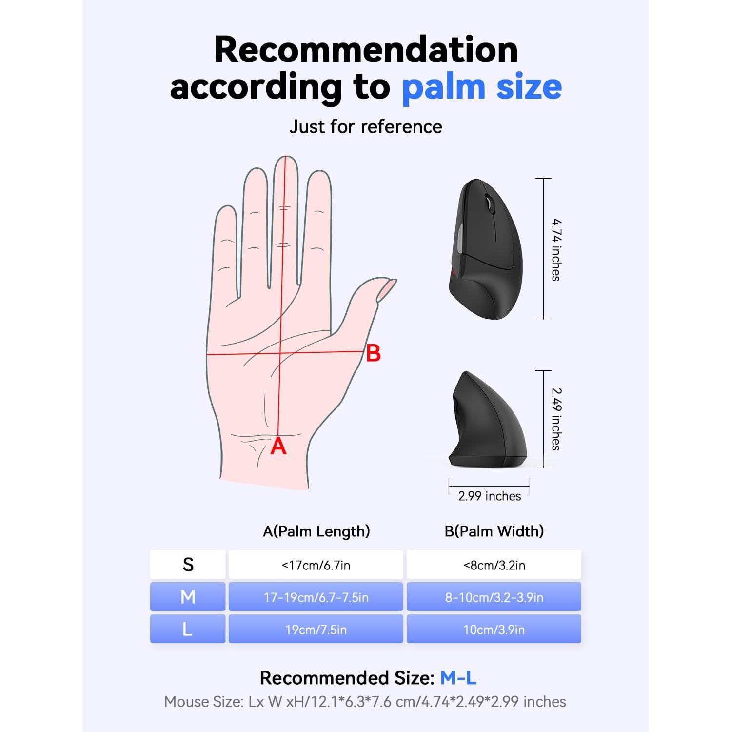 TECKNET Ergonomic Mouse 4800 DPI Silent Mouse 5 Adjustable DPI Wireless Mouse 2.4G Vertical Mouse 6 Buttons Computer Mouse