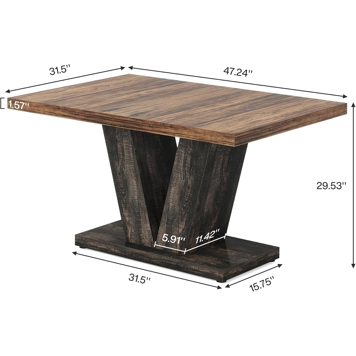 Tribesigns – Table de salle à manger de 47&nbsp;po pour 4&nbsp;personnes, table de cuisine blanche avec caisson robuste, table de cuisine en bois