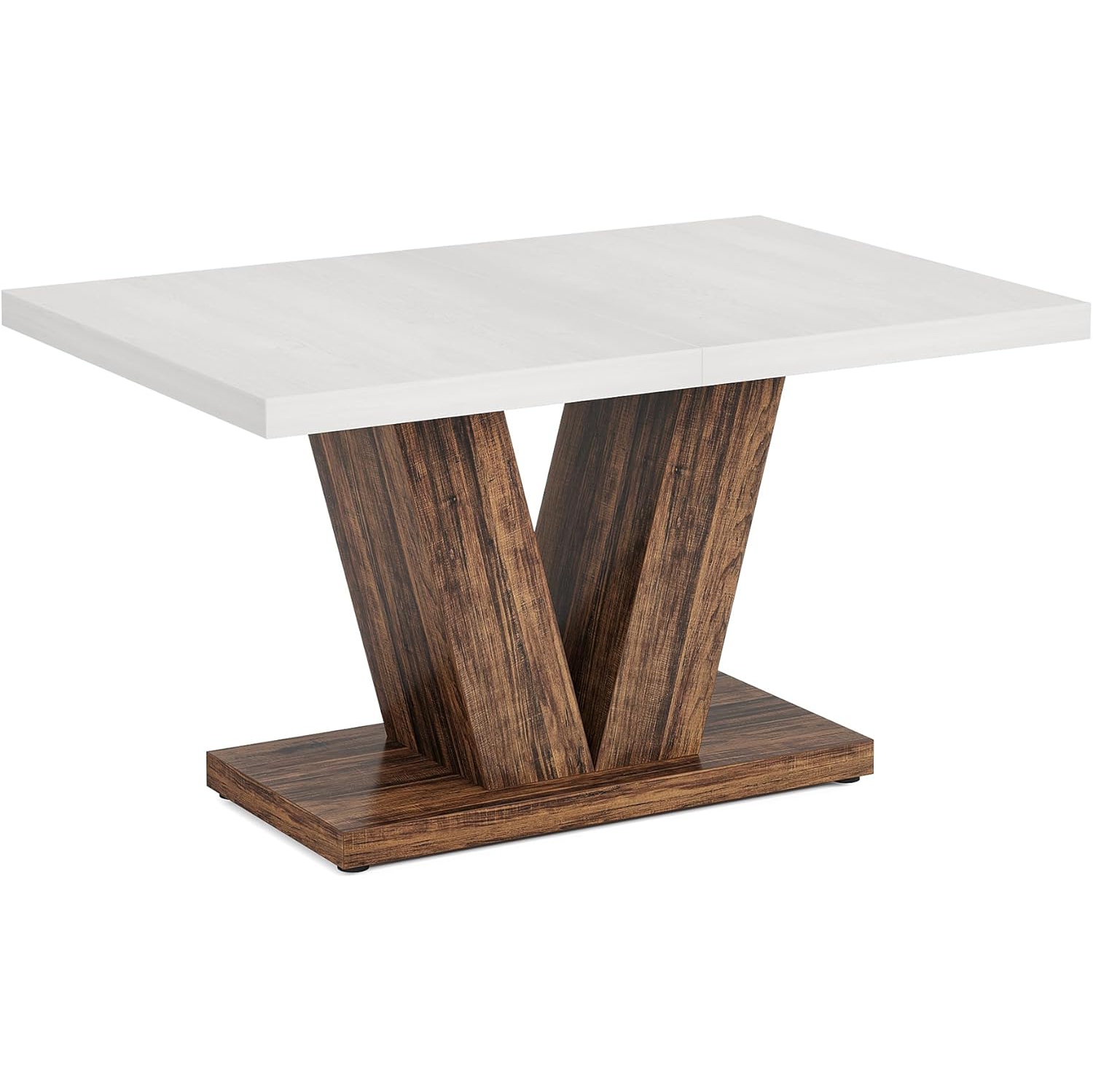 Tribesigns – Table de salle à manger de 47&nbsp;po pour 4&nbsp;personnes, table de cuisine blanche avec caisson robuste, table de cuisine en bois