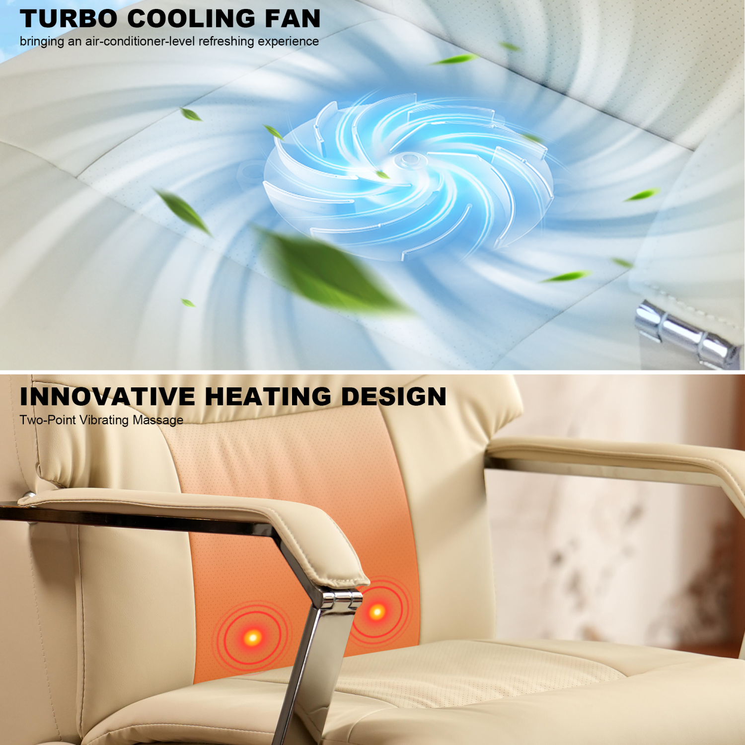 Kinnls Carlo Genuine Leather Power Recliner Chair with Foot Rest 400Lbs, Ventilated Heating Home Office Desk Chairs