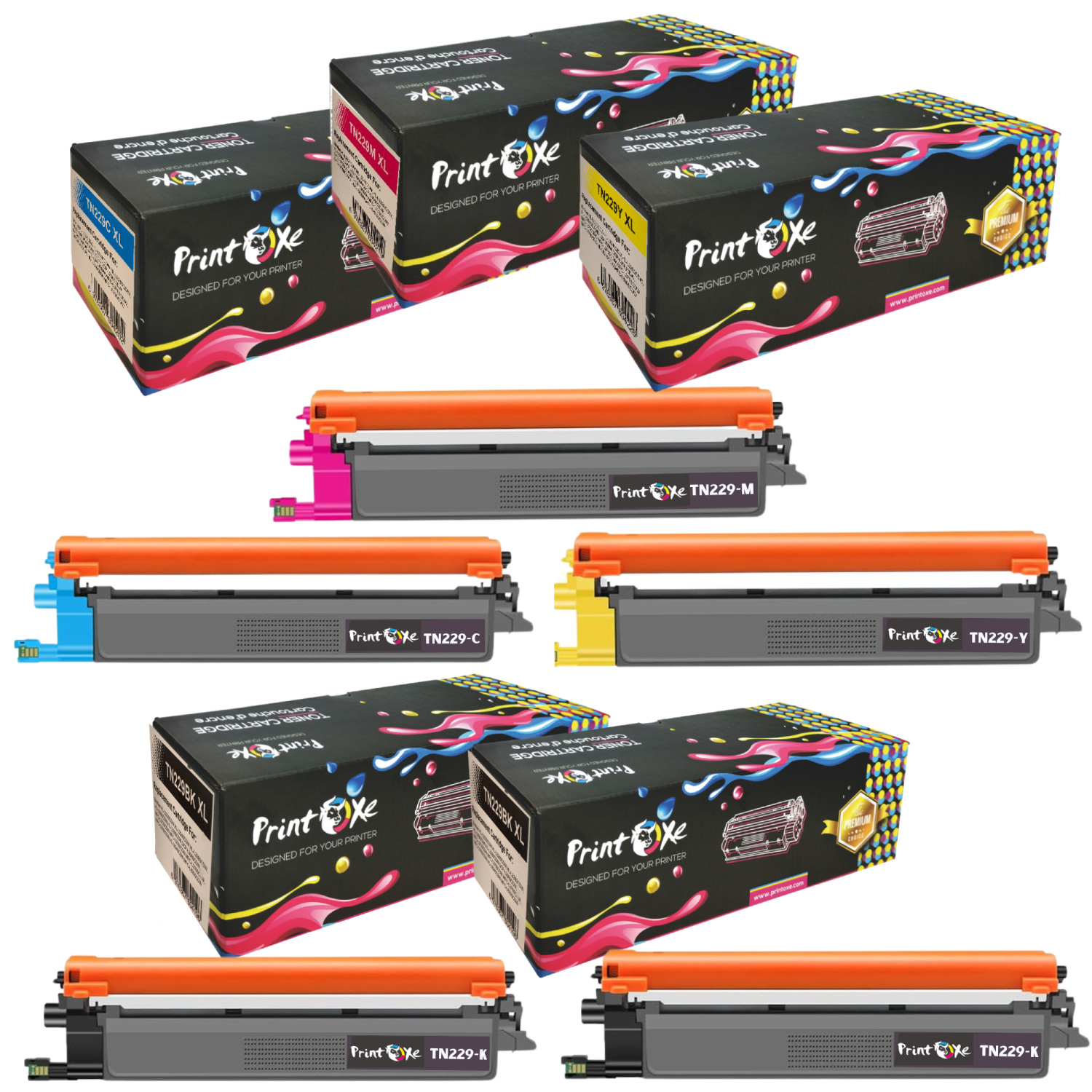 PRINTOXE® TN229 Compatible 5 Toner Cartridges Set+BK for Brother HL L3220 L3240 L3280 L3295 L3300 CDW / DCP-L3560CDW / MFC L3460 L3720 L3760 L3765