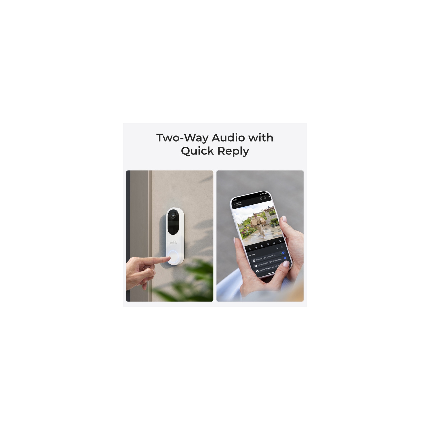 Reolink Wireless 2K Battery Video Doorbell Camera, 2.4/5 GHz WiFi, Person/Vehicle/Package Detection