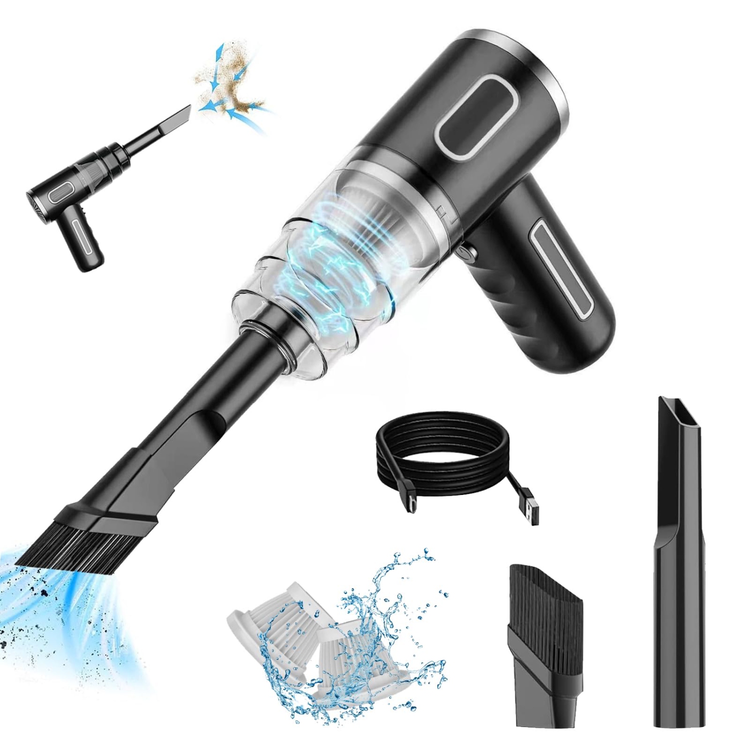 Handheld Vacuum Cordless Car Vacuum Cleaner 3000Pa Mini Car Vacuum Cleaner 4 in 1 Strong Suction Blowing Portable Powerful Cordless Vacuum