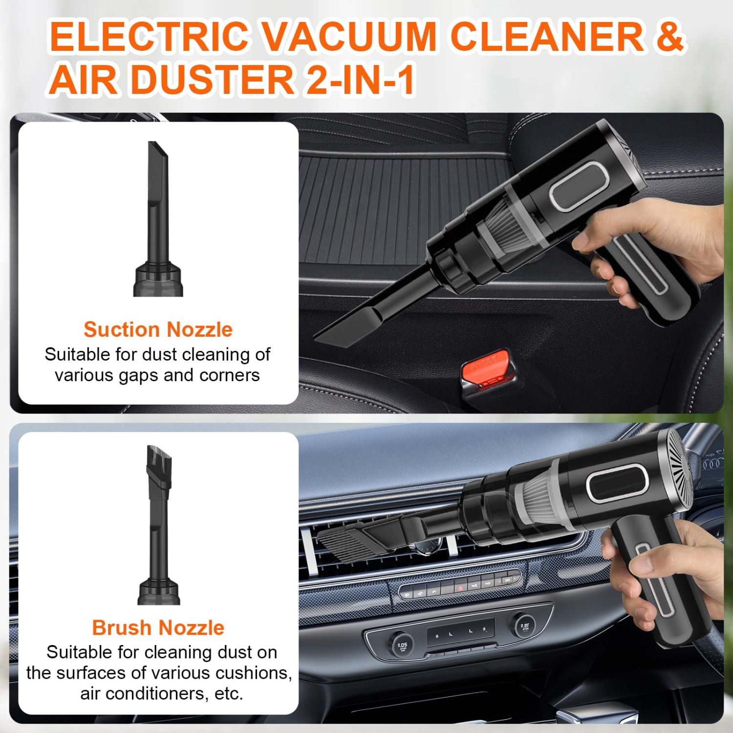 Handheld Vacuum Cordless Car Vacuum Cleaner 3000Pa Mini Car Vacuum Cleaner 4 in 1 Strong Suction Blowing Portable Powerful Cordless Vacuum