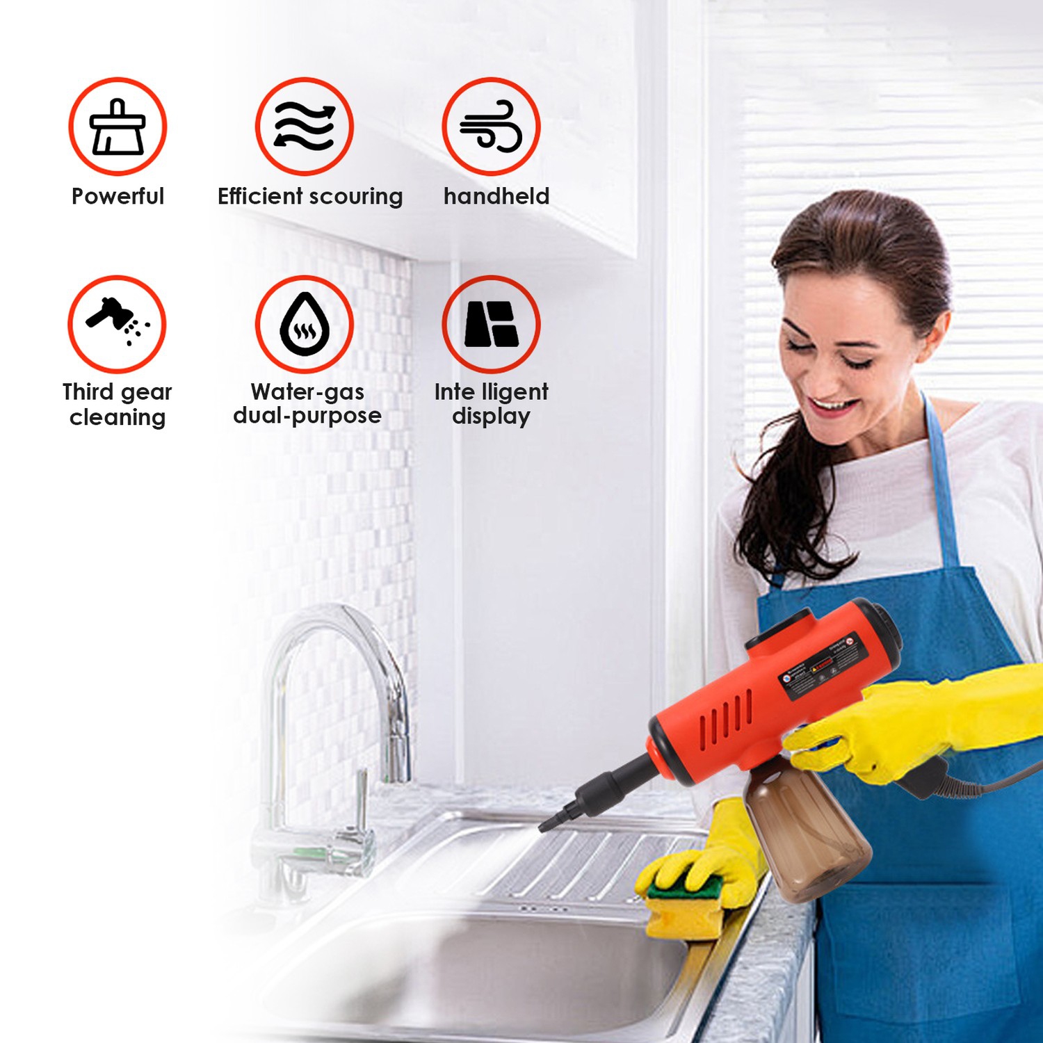 Digital Display Handheld Cleaning Gun High Pressure Steam Cleaning Machine Multi-functional Portable Small Cleaning Machine