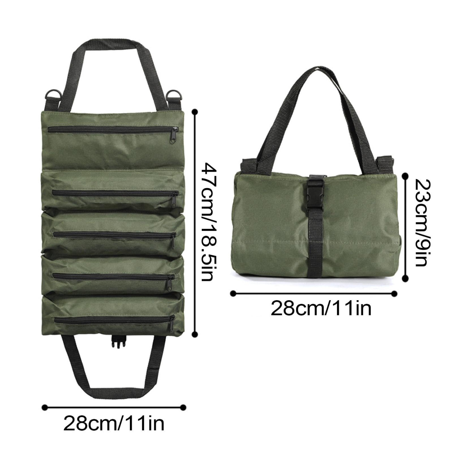 Roll-Up Tool Bag, Portable Tool Bag, 5 Pocket Tool Roll, Tool Organizer, Water Resistant Tool Bag, Mechanical Tool Bag