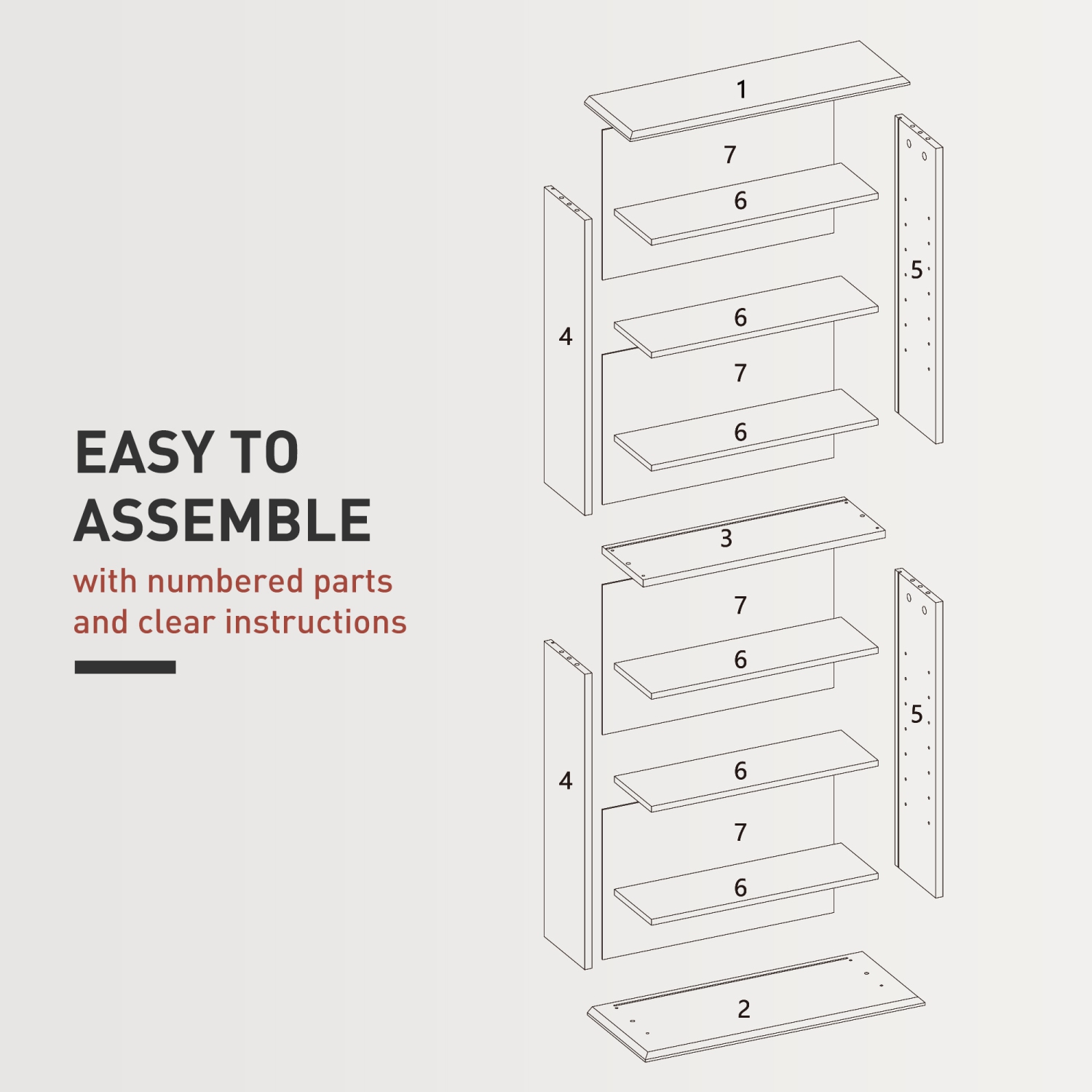 Armoire de rangement multimédia mince de HOMCOM, tablette DVD à 8 niveaux avec 6 tablettes réglables, 8 compartiments, peut contenir 360 CD, 185 DVD