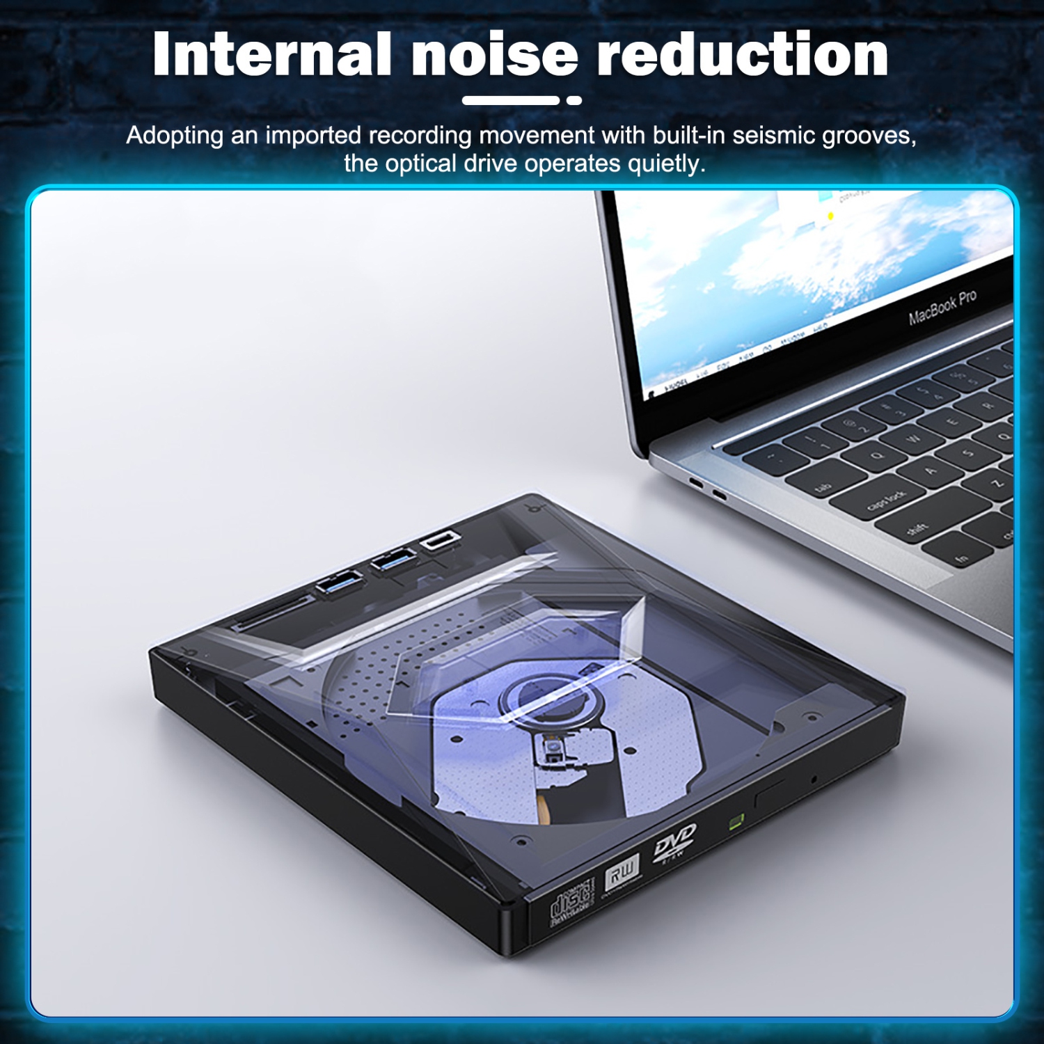 Lecteur externe de graveur CD-RW USB 3,0 DVD 7-en-1 pour ordinateur portatif