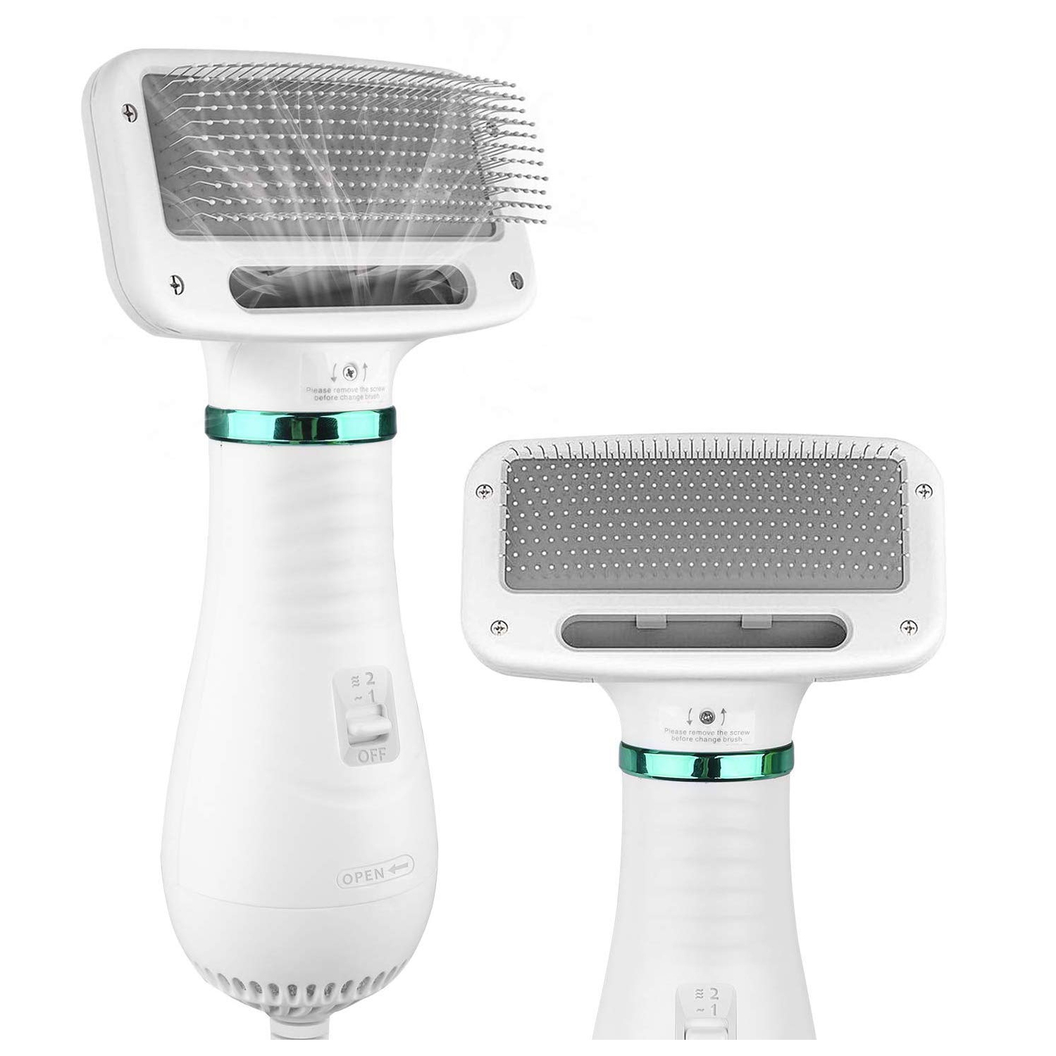 Pet Hair Dryer, 2 in 1 Portable Home Pet Hair Dryer with Slicker Brush and Fur Remover, Pet Grooming for Small Large Dogs and Cats