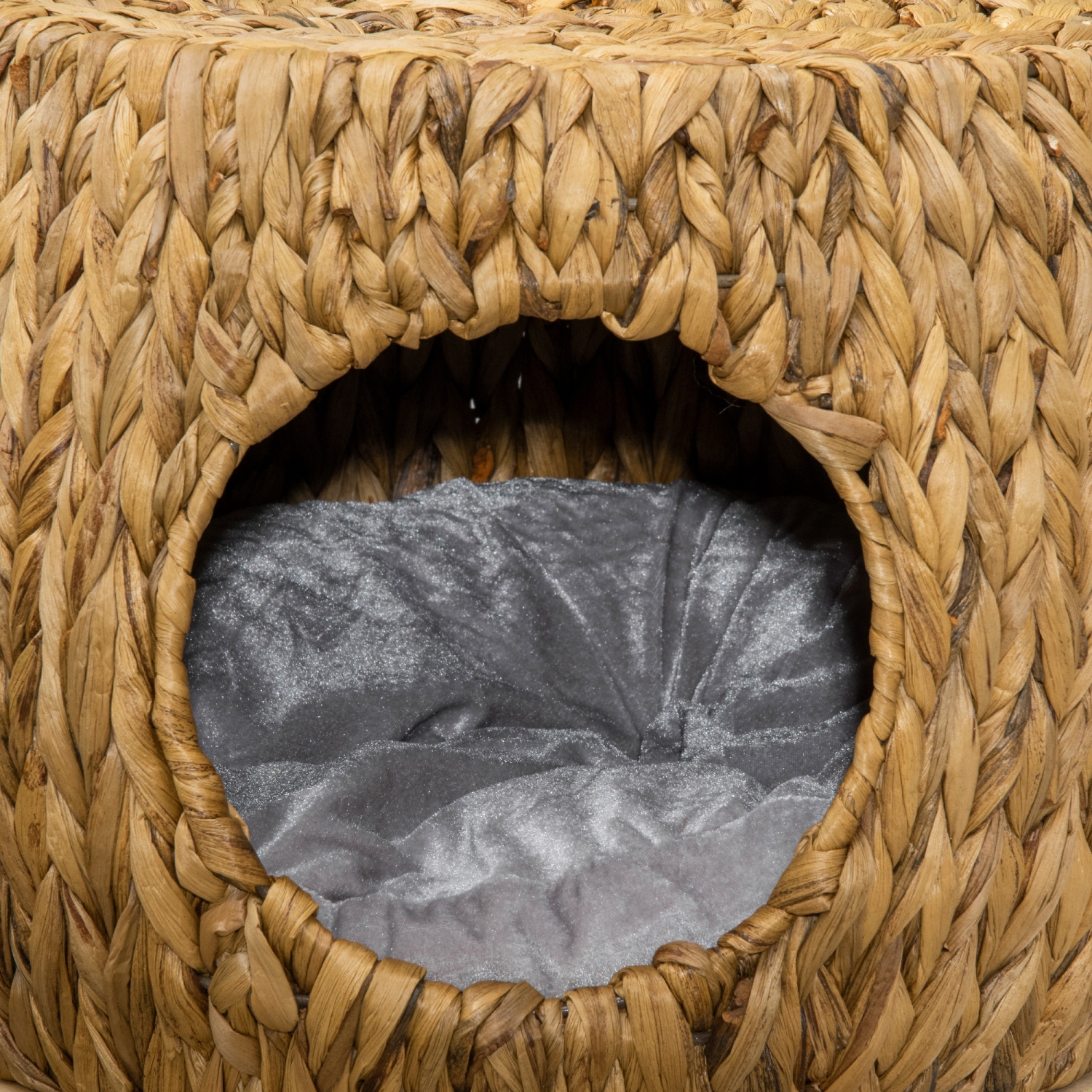 PawHut Wicker Cat Bed, Rattan Kitten Bed with Washable Cushion, Elevated Pet Bed for Indoor Cats, Light Brown
